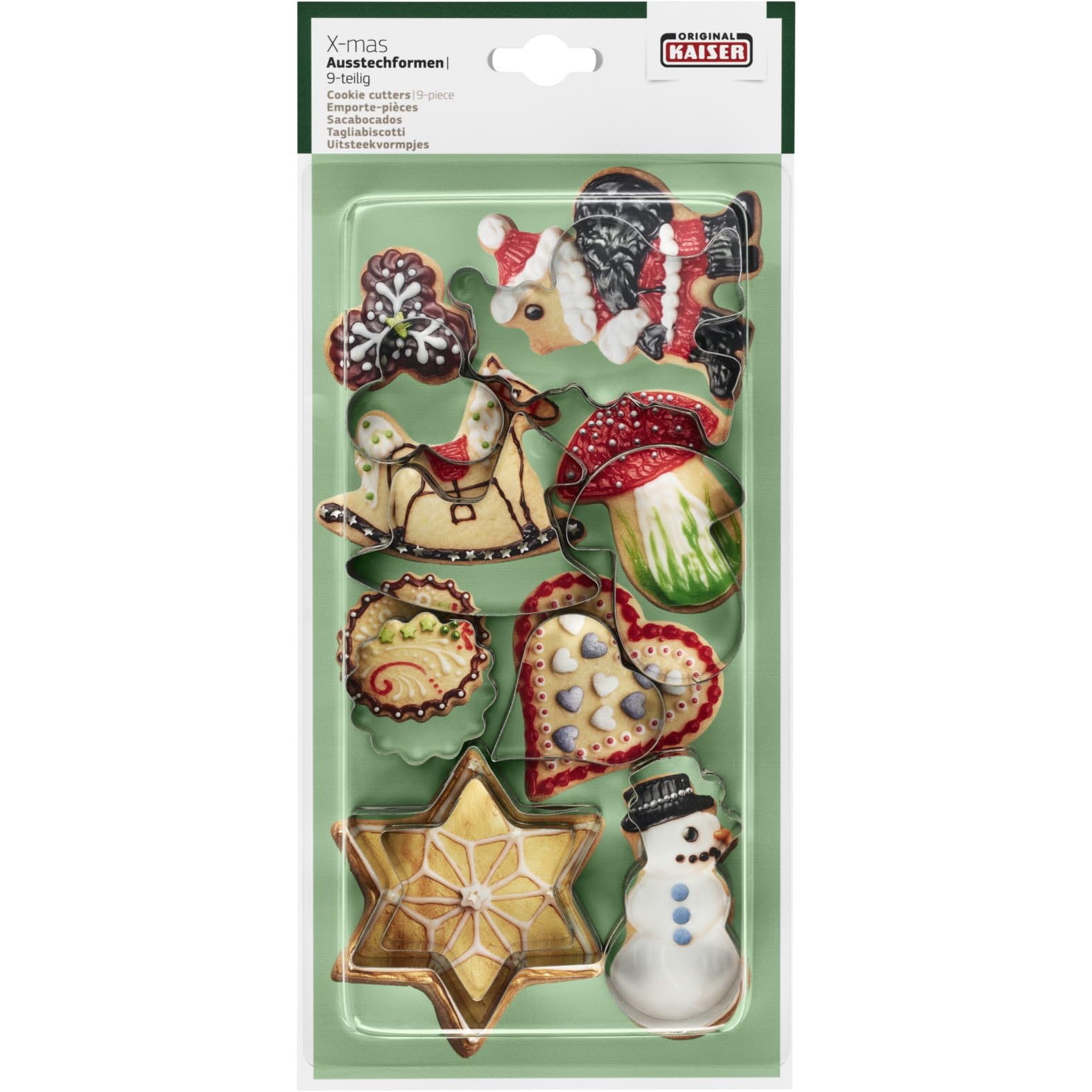 Original Kaiser Christmas Cookie Cutters, 9 Pieces, Biscuit Cutter, Cookie Cutter, for Cutting Cookies, Biscuits, Fondant