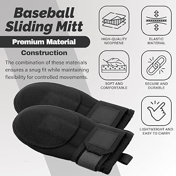 Baseball Sliding Mitt Universal Right or Left Hand Baseball Sliding Glove Sliding Mitt Youth & Adult Sizes,Neoprene,Adjustable Wrist Compression Strap (Red,Adult)