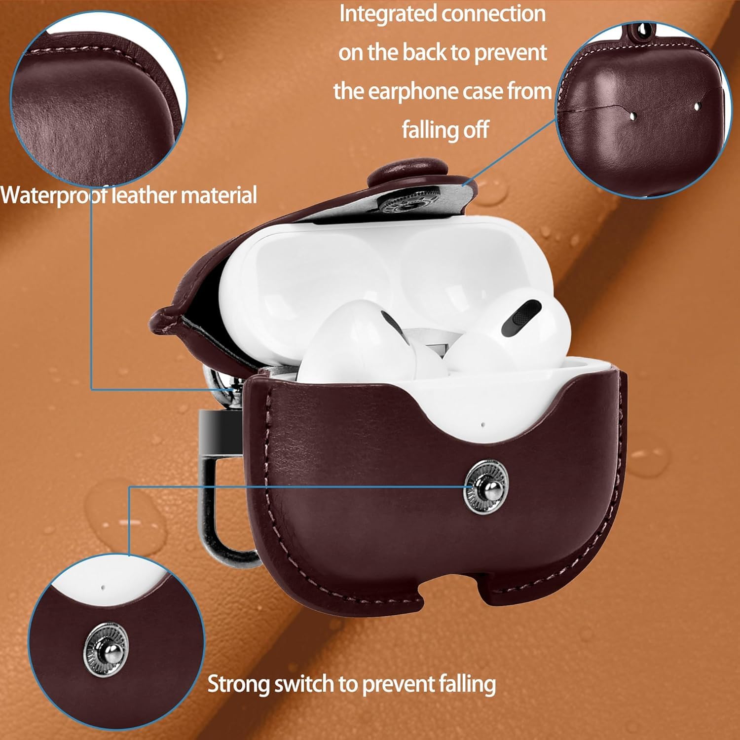 IDELEC PU Leather Case Compatible with AirPods Pro 2nd Generation