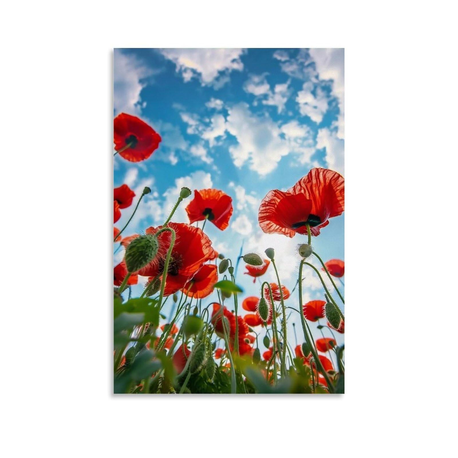 Hueryryhy Unframe-Style 24X36inch Vibrant Red Poppies Framing Golden Hour Cloudscape 03 Poster Wall Art Canvas Vintage Aesthetic Painting Decor For Rooms 24X36inch Unframe-Style