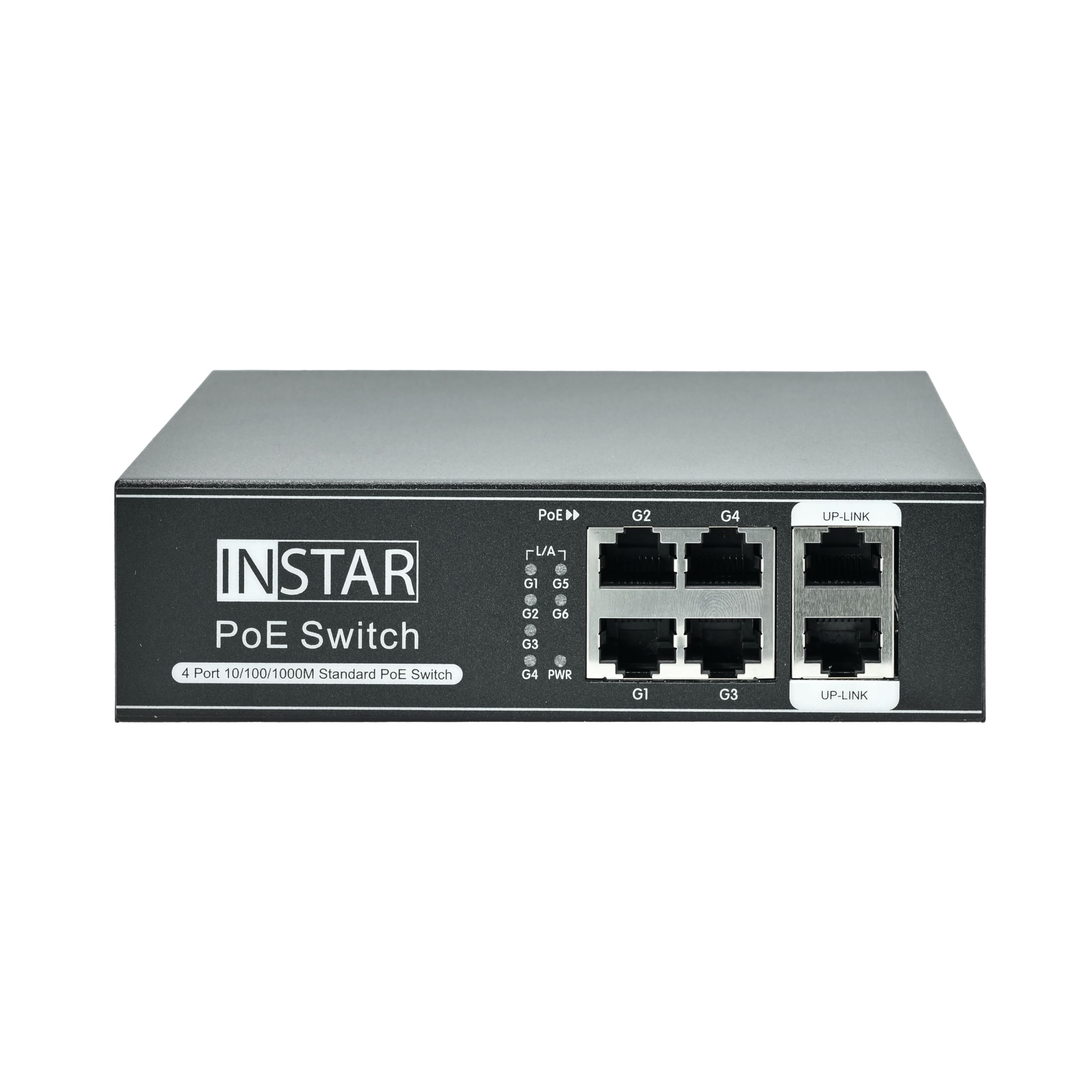 INSTAR IN-PoE 4065 przełącznik PoE - Gigabit - 10/100/1000 Mbit/s - Power Over Ethernet - 4 porty PoE + 2 x uplink - IEEE 802.3af i 802.3at - maks. 65 W - 30 W na port