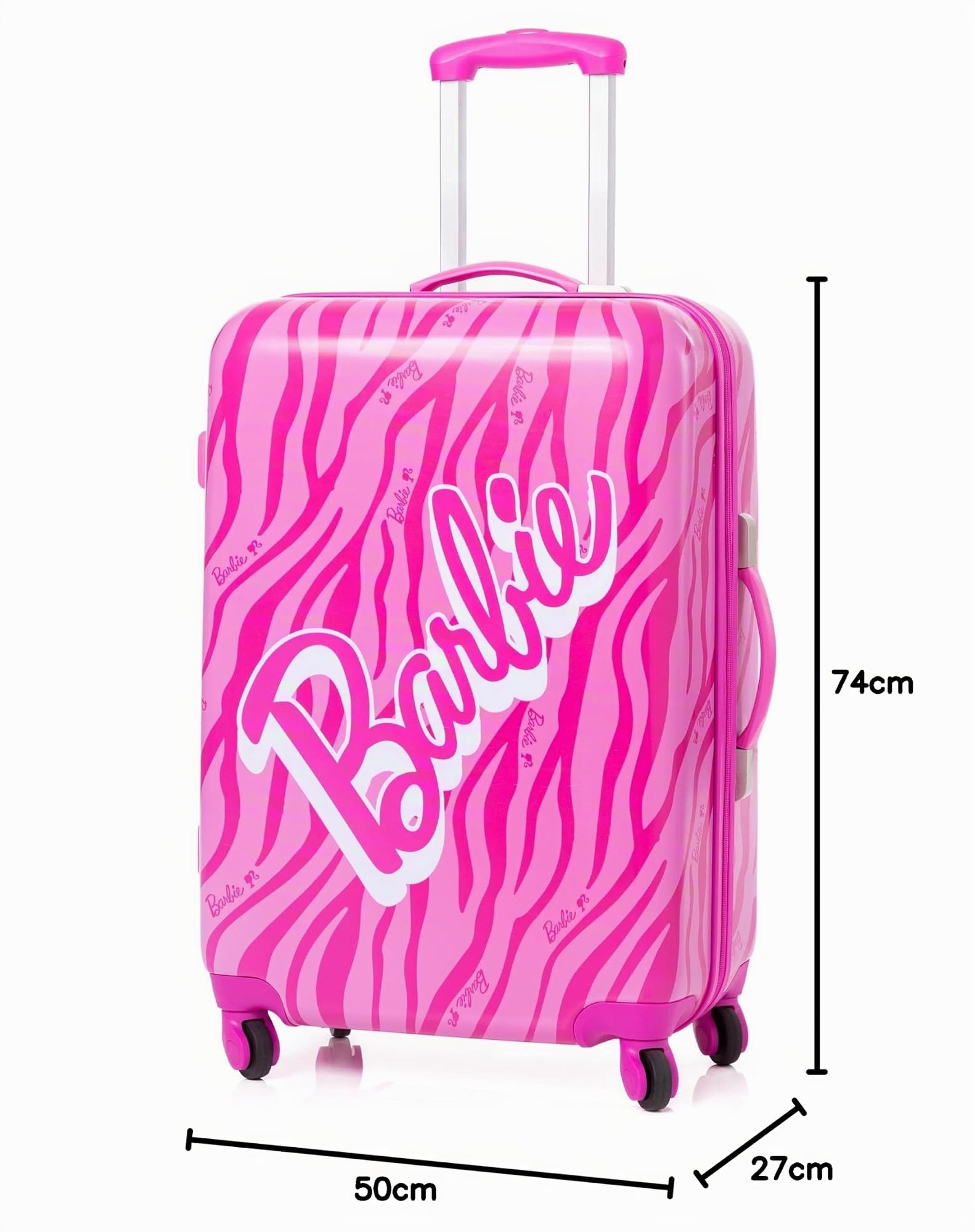 Barbie Valigia per adulti e bambini | Cabina Piccola, Media O Grande Opzioni Borsa Bagaglio | Ragazze Rosa Bambola Logo Copertina Rigida Da Donna Carry On Trolley Da Viaggio