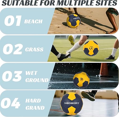 Miniatura 7 de Balón de fútbol tamaño 5, piel sintética resistente al agua para interiores y exteriores, tamaño oficial 5, para juego y entrenamiento (desinflado)