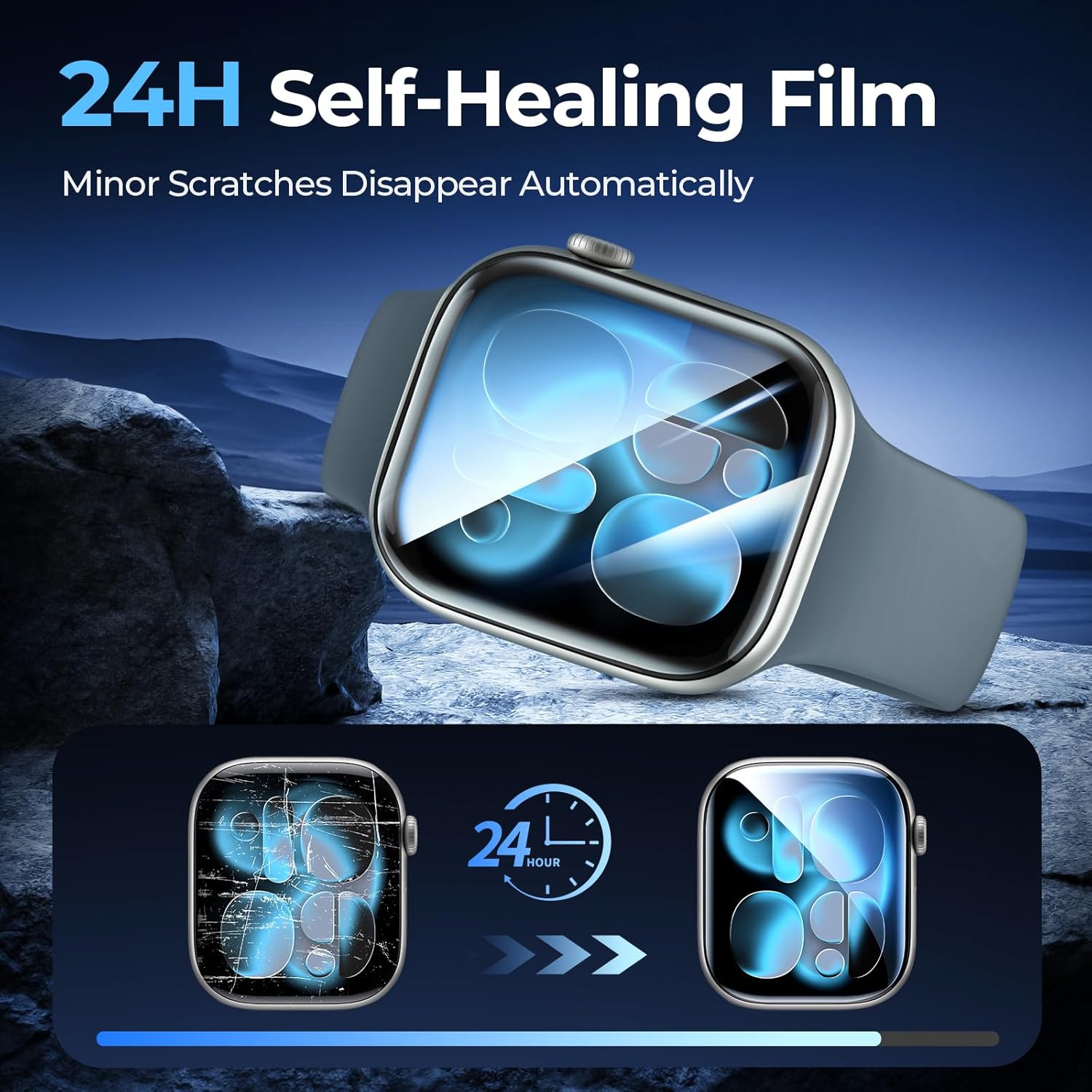 LK 6 Pack Screen Protector for Apple Watch Series 11 46mm, Self-Healing TPU Material for iWatch 46mm Screen Protector, Scrathes-Resistant, Bubble-Free, HD Clarity, Anti-Glare, Transparent - Image 3