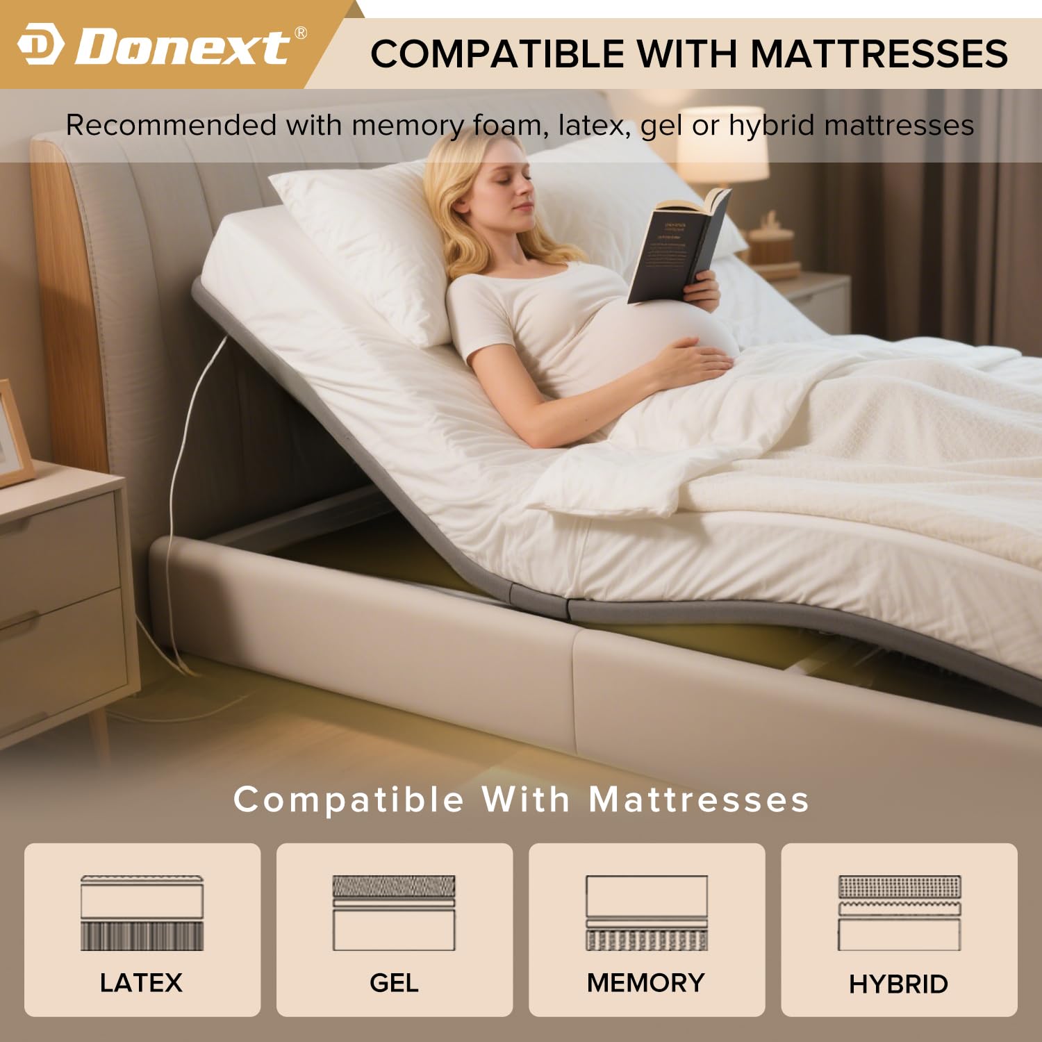 Amazon.com: Donext Adjustable Bed Base Fabric Covered, King Bed
