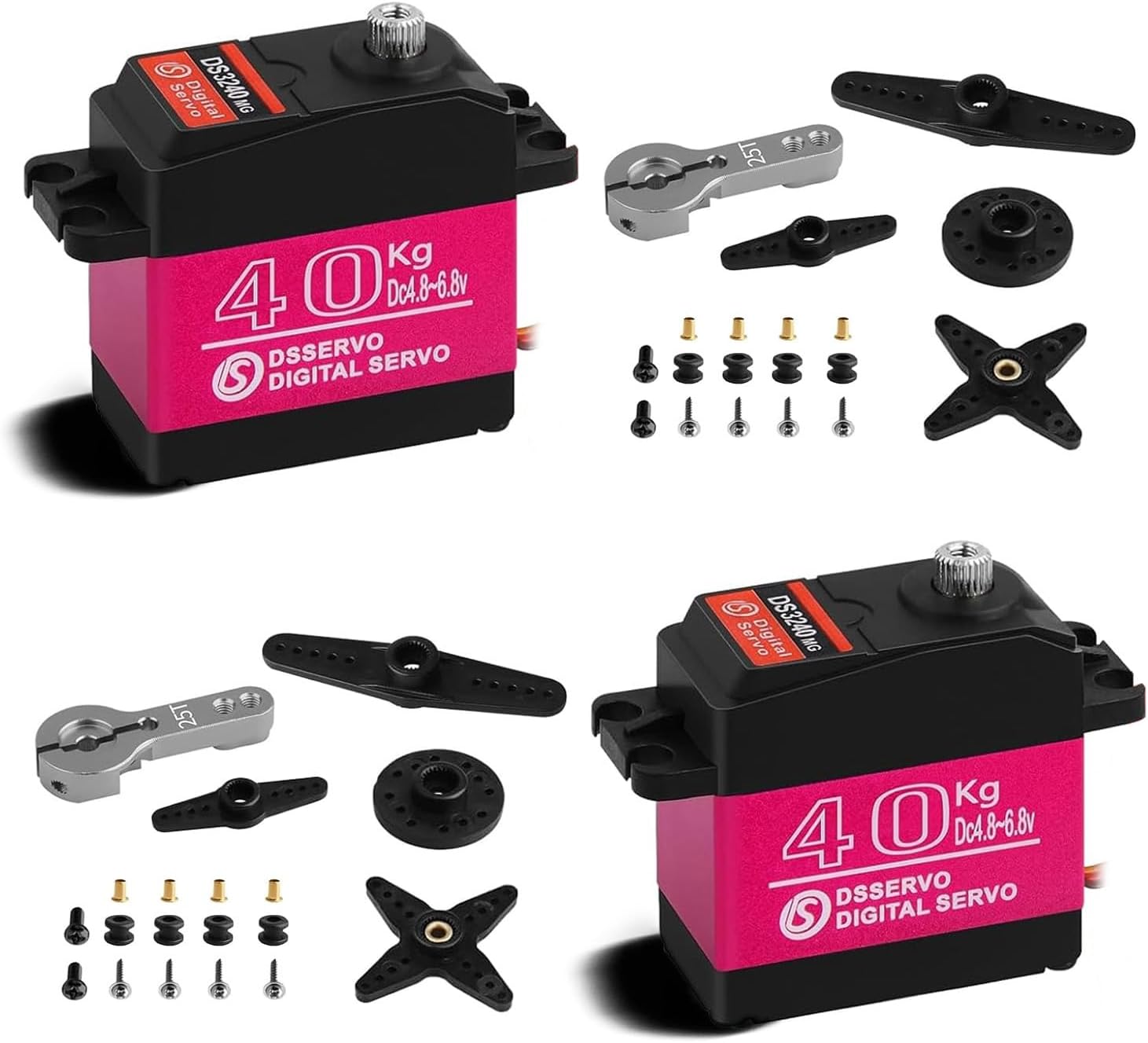 2 Pack RC Servo 40kg Digital Servo High Torque RC Parts for 1/10 Scale RC Cars & Crawlers Slash 4x4 4x4 VXL TRX-4 SCX10 III Everest-10,Steering RC Servo Waterproof (2PCS-40kg-180 Degree)