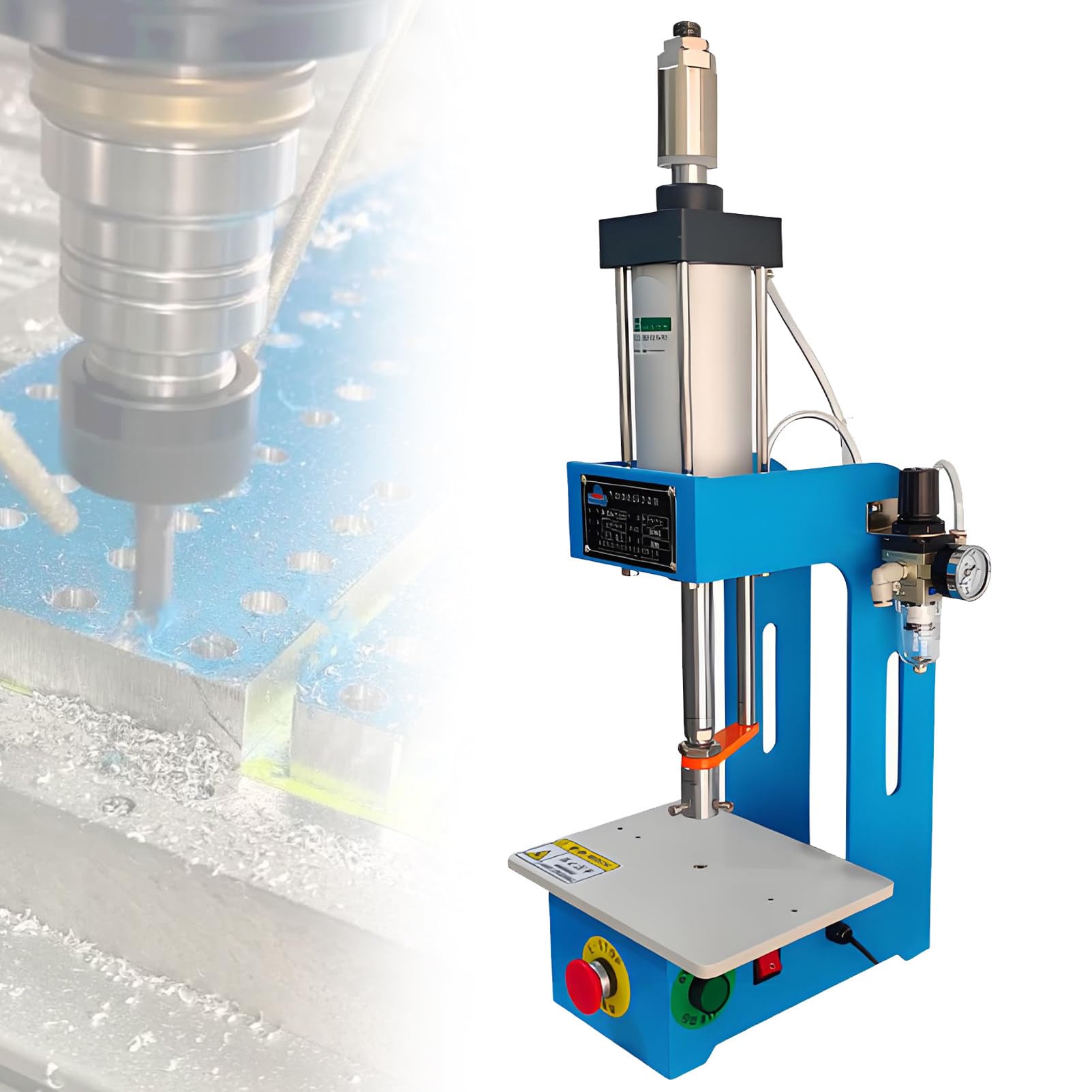 Punzonatrice pneumatica 200/300 kg Singola Colonna 63/80 Tipo Rivettatrice ad Alta precisione, pressa da banco, con 2 Pulsanti, per Piegatura Efficiente, Rivettatura E Formatura per Estrusione. SK-80C