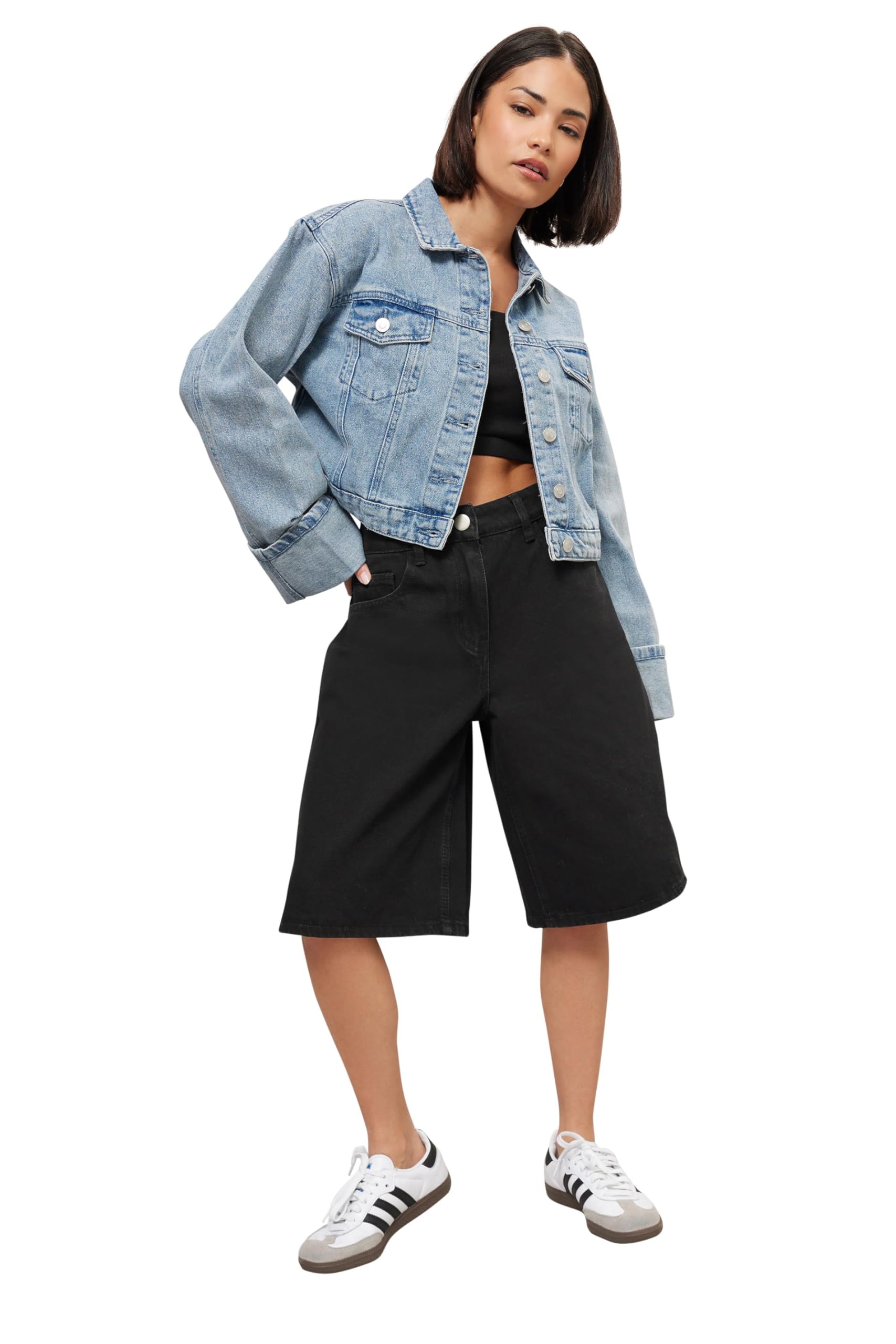 Pixiegirl Girls Black Pixie Petite Denim Jorts In Size 10 Kids