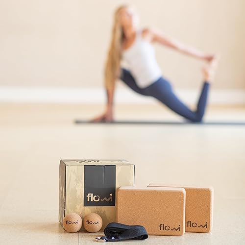 Miniatura 9 de Bloques de yoga de corcho natural, paquete de 2 con correa y bolas de masaje, accesorios de yoga premium para mujeres y hombres
