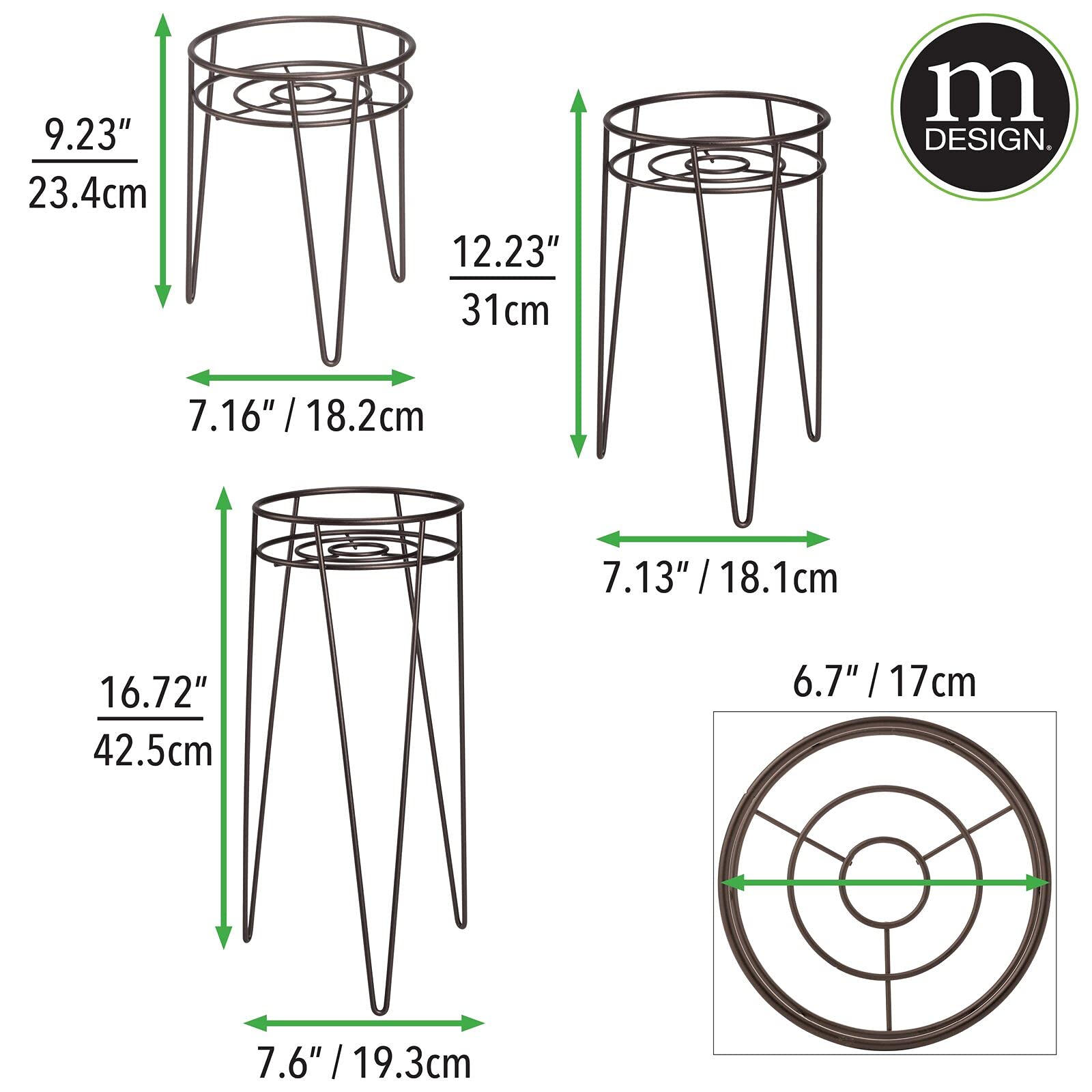 Midcentury Blumentopfständer Aus Metall – 3 Stück, Rostfrei, Für Drinnen & Draußen