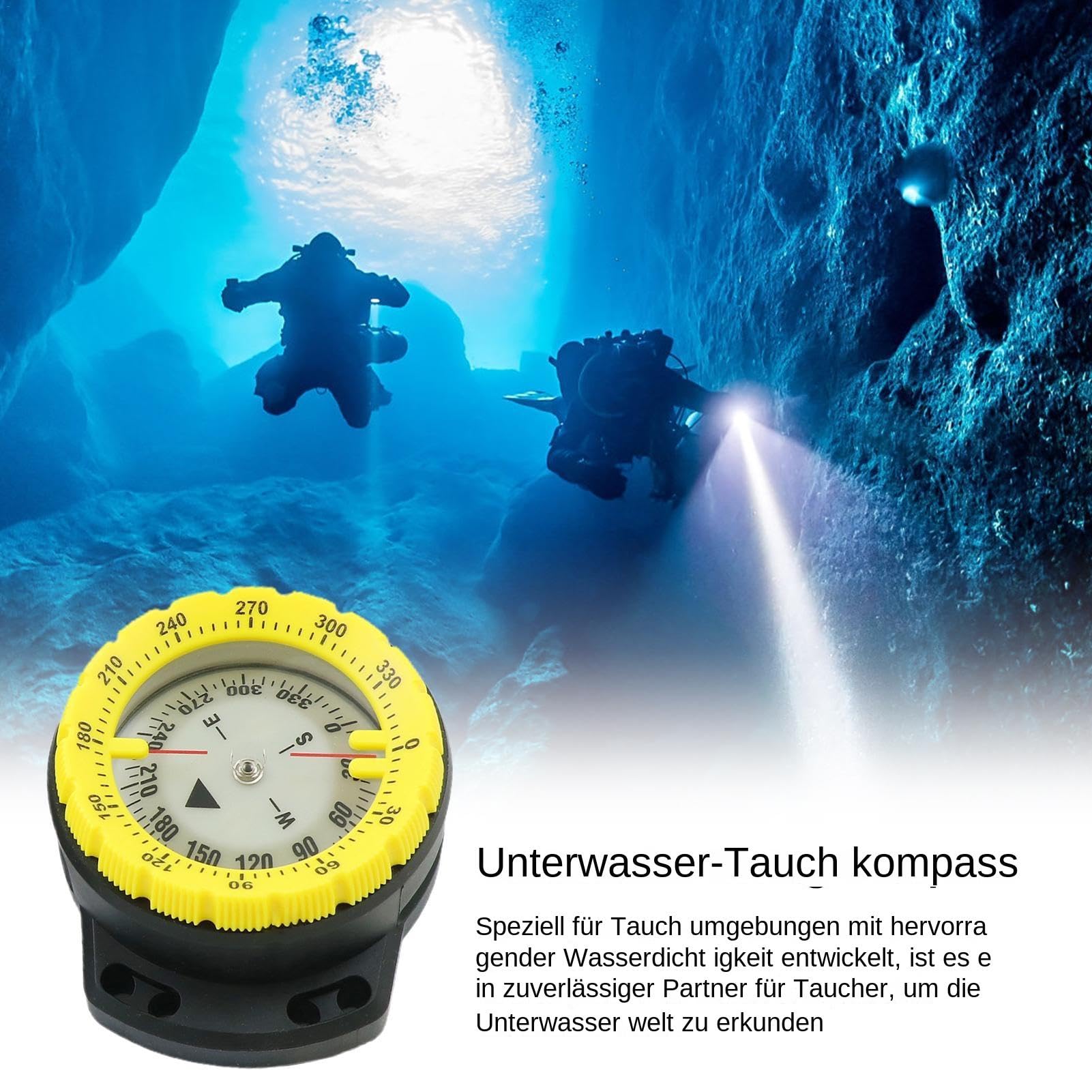 Tauchkompass, Tauchkompass Scuba - Wasserdichter Unterwasser-Tauchkompass mit Seil | Wassersport-Leuchtkompass mit Seitenfenster, Tauchzubehör