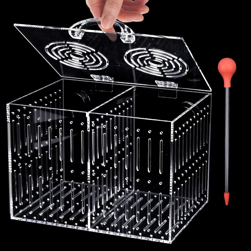 Caixa de aclimatação magnética para aquário em acrílico Aquarium Choice com tubo de alimentação, 20,98 x 14,99 x 14,99 cm