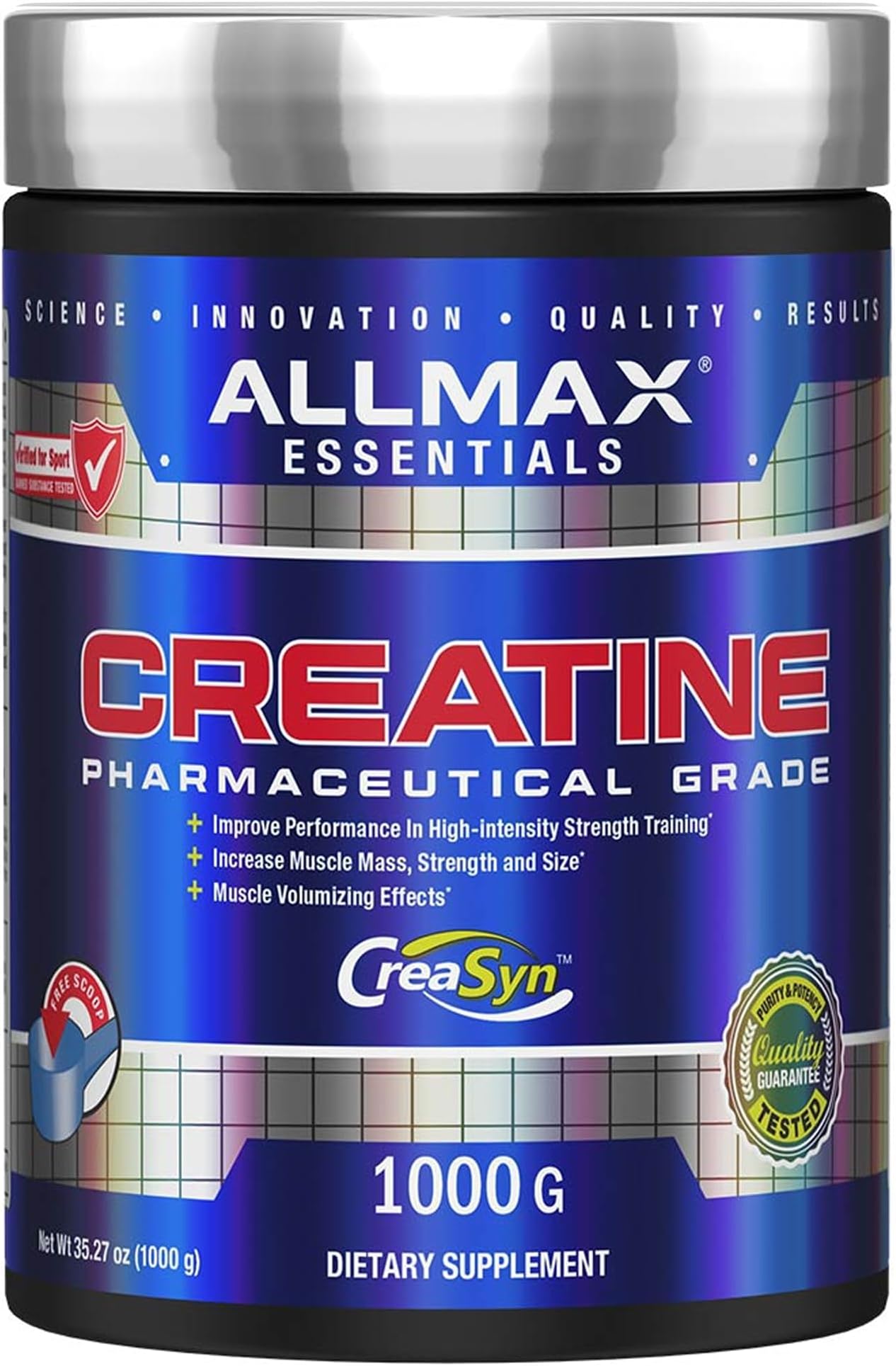 ALLMAX Nutrition Creatine Monohydrate Powder, Unflavored – Pure Micronized Creatine Supplement for Men & Women – Supports Strength, Performance & Training Intensity – Vegan, Gluten Free (1000g)