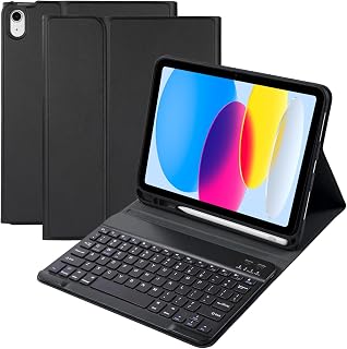 for iPad 11th/10th Gen Case with Keyboard,Folio Keyboard Cover with Pencil Holder, Detachable Keyboard for iPad(A16) 11th/10th-Black