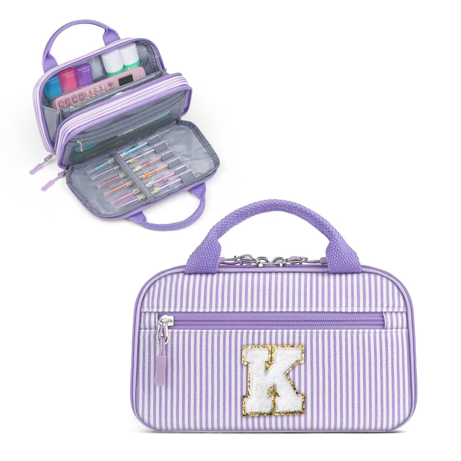 YOOLIFE Purple Pencil Pouch for Teen Girls Kids, Cute Pencil Case Box, Birthday Gifts for 6 7 8 9 10 11 12 13 Year Old Girls, Purple K