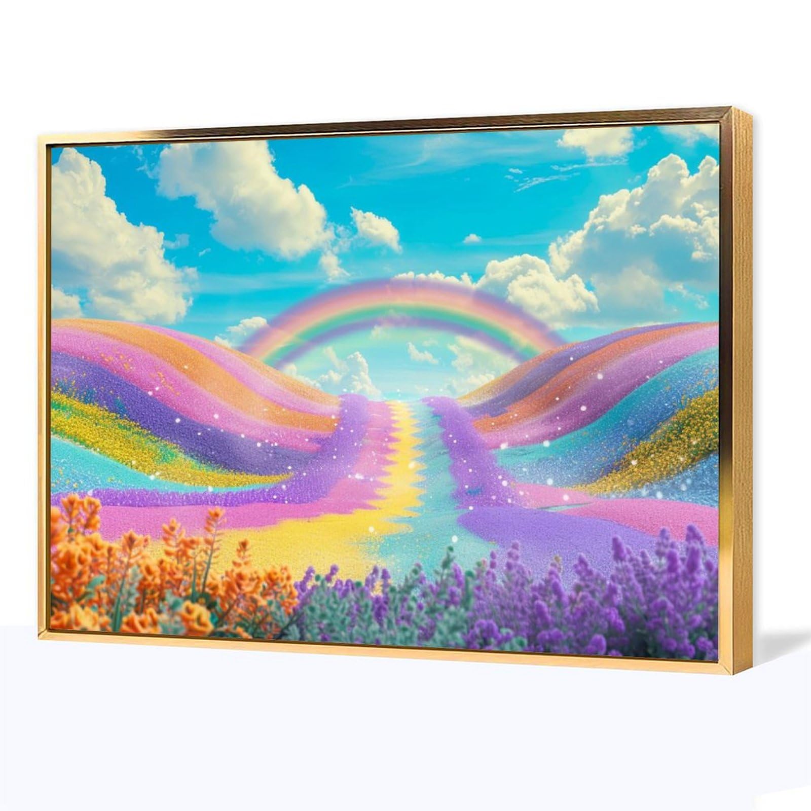 Amazon.co.jp: 絵画 色とりどりの虹とお花畑 アートパネル ポスター