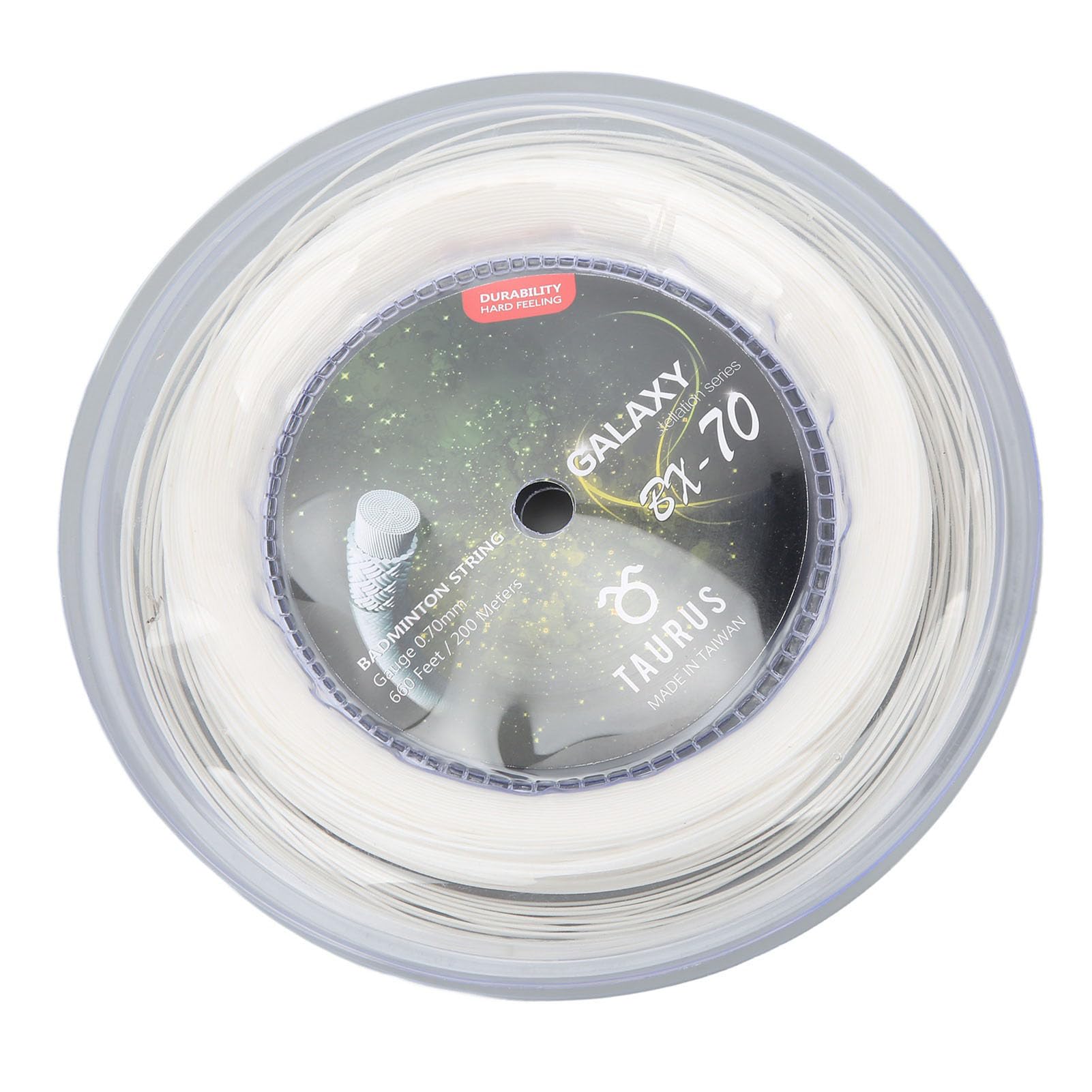 Cadena De Raqueta De Bádminton BX70 De Nylon Alto Elástico 0.7mm De Diámetro Bobina De 200m Amarillo Fluorescente para Entrenamiento Y Juegos Competitivos con Resistencia Mejorada