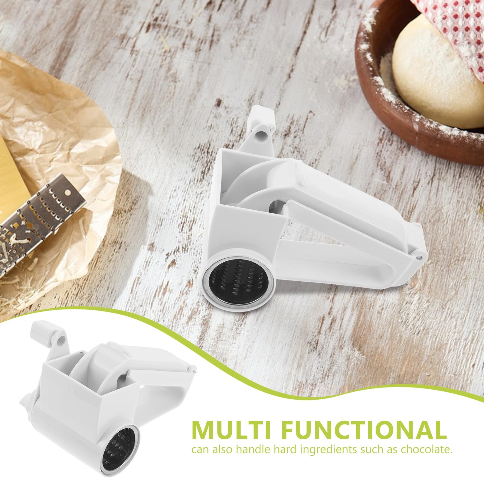 DOITOOL Rallador de Queso Manual Giratorio de Acero Inoxidable 2 Unidades Multiusos para Queso Verduras Papas y Especias Diseño Compacto para Uso en Cocina Doméstica