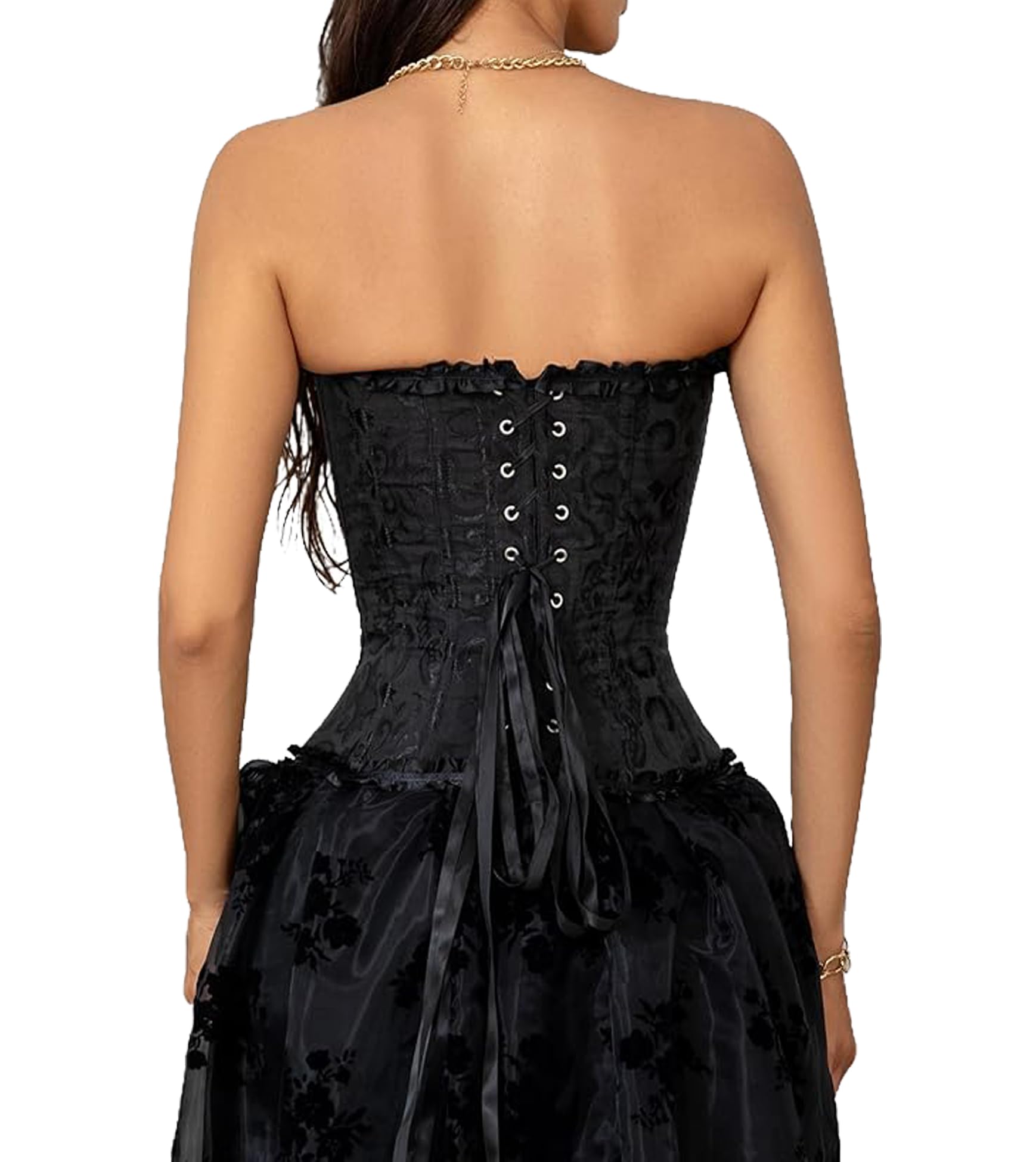 HEZEHAI Corset Tops for Women, Women’s Pleated Lace Trim Tummy Control & Waist Shaping Corset Tops