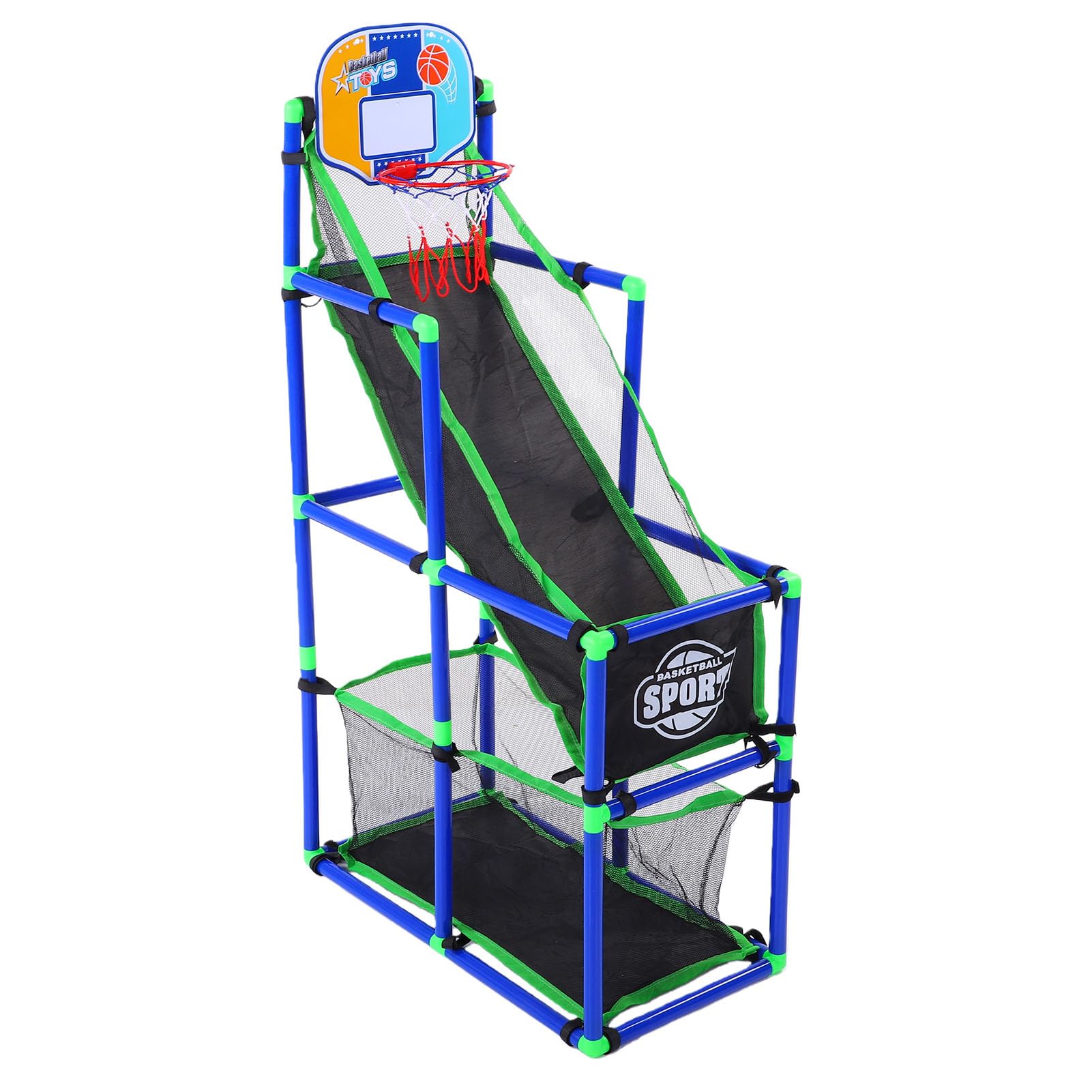 Topiky Juego de Baloncesto, Aro de Baloncesto de Plástico con Bomba de Aire de 4 Bolas, Juego de Interior y Exterior para Sala de Juegos para Niños, Juguete Deportivo de Fácil Instalación