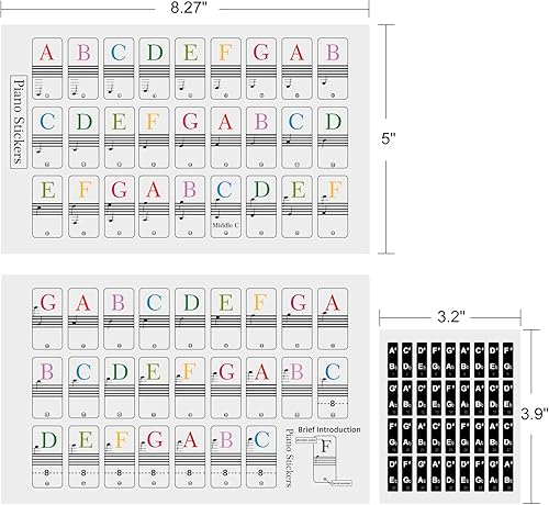 Miniatura 4 de Calcomanías de piano para teclado notas extraíbles para teclado de piano, calcomanías para notas de teclado de piano para niños principiantes
