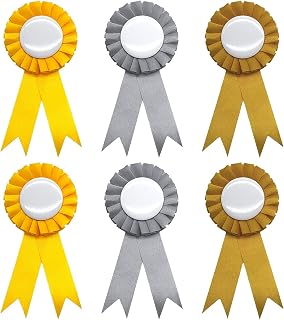 Pack of 6 Hobby Horse Rosettes, Perfect for Winners, Bows in Gold, Silver and Copper for Wooden Horse Accessories, Hobby Horse Bridle, DIY Party Supplies, Sports Events