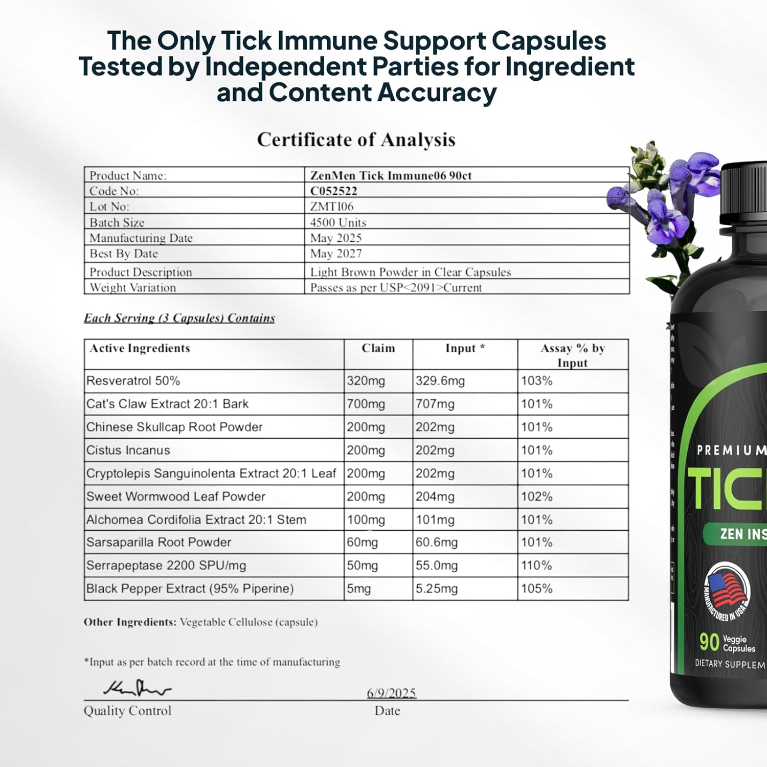 Zenmen Tick Immune Support Supplement - Improved Formula - Japanese Knotweed, Cat's Claw, Chinese Skullcap, Cryptolepis Sanguinolenta, Sweet Wormwood - 90 Vegan Capsules, Made in The USA - Image 8