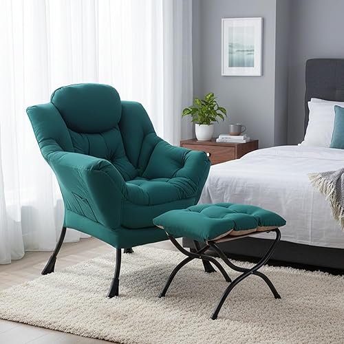 Miniatura 2 de Silla perezosa con otomana, silla de acento moderna contemporánea de ocio con reposabrazos, silla de lectura y juego de taburete plegable para sala