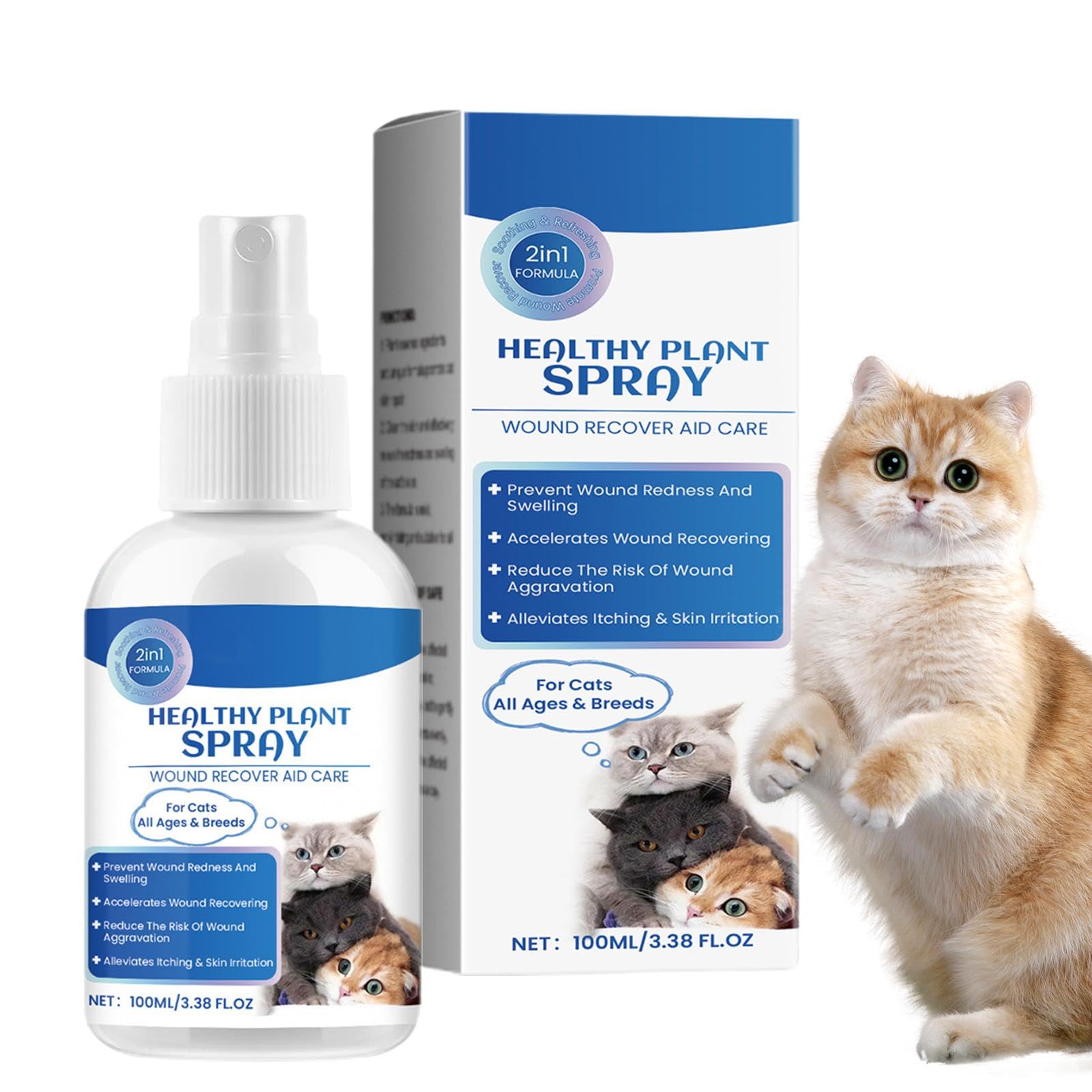 Soulagement de la peau sèche pour les chats, soins de la peau des chats, Spray anti-démangeaisons pour chat, 100 ml, Guérisseur naturel des plaies de chat, soulagement des points chauds, liquide
