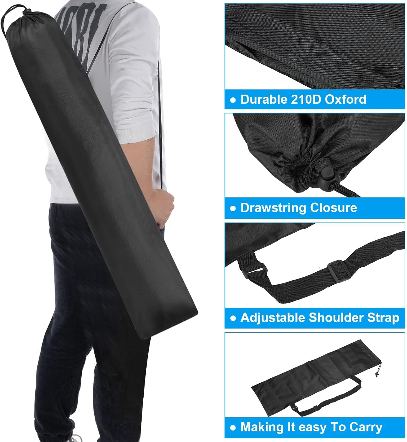 PATIKIL 38x10 Inch Camp Chair Replacement Bag, 2 Pack Nylon Folding Camping Chair Carry Bag Tripod Case Bag with Handle for Outdoor Camping, Black