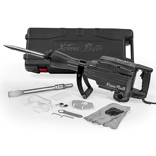 XtremepowerUS 61103 Jack Hammer w/Point & Chisel Bits Electric 2200W Demolition Construction Concrete Breaker Punch Drill