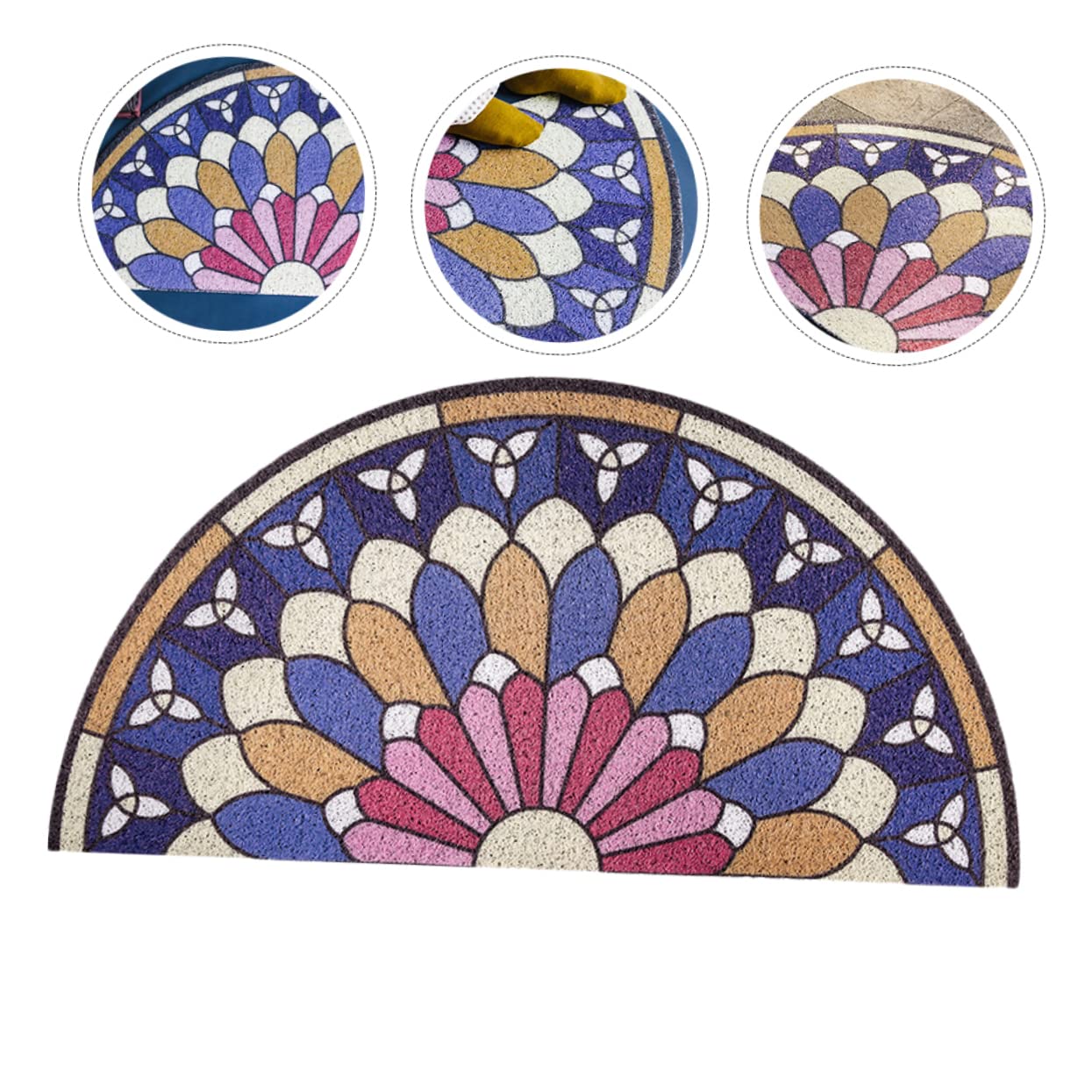 Tapis Semicirculaire Antidérapant en PVC pour Entrée Tapis De Sol Intérieur Et Extérieur Design Créatif 80X40Cm