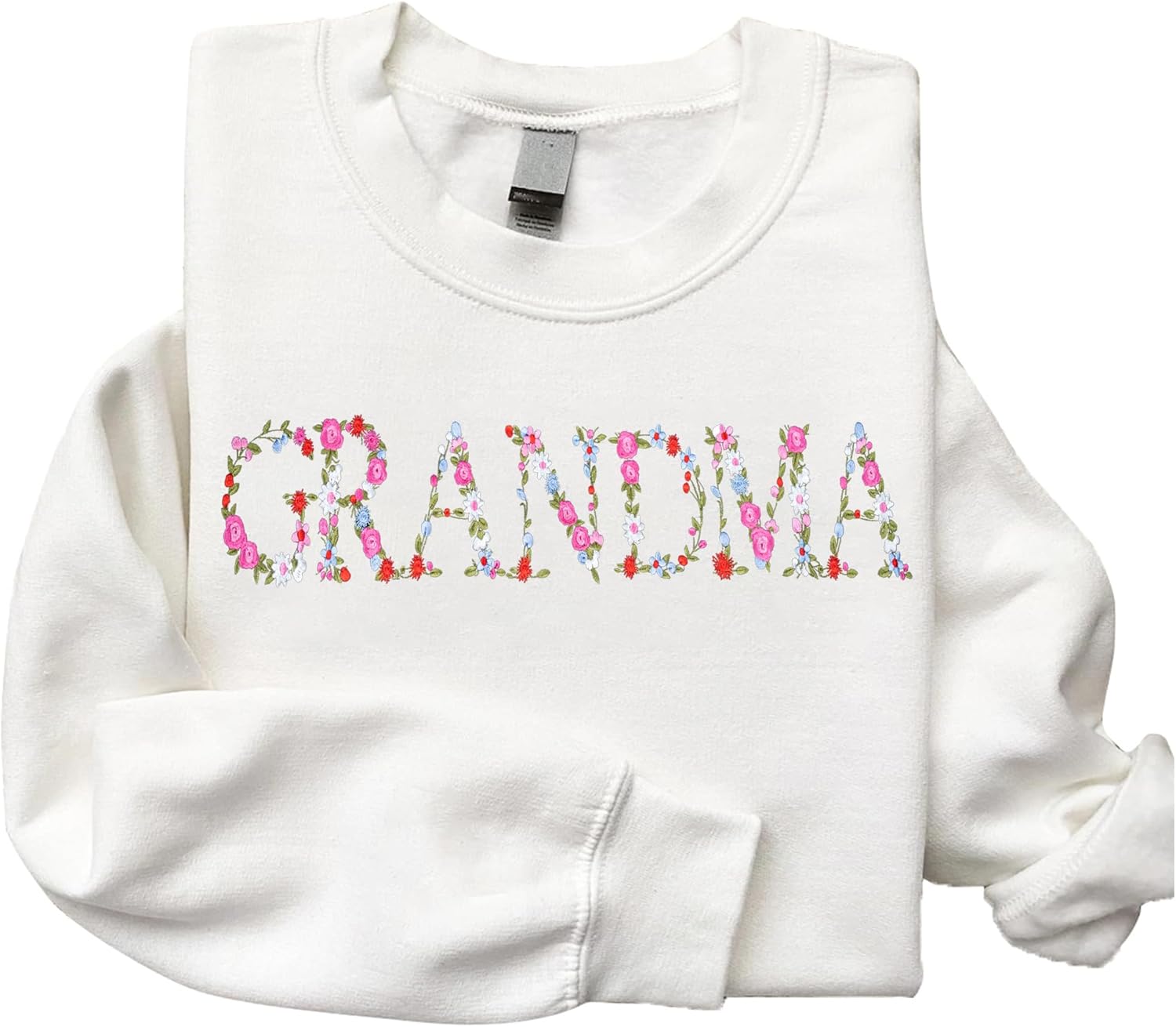 Embroidery Floral Grandma Sweatshirts For Women Gift Sweatshirt From Grandkids Flower Gift Mothers Day Christmas - Image 7