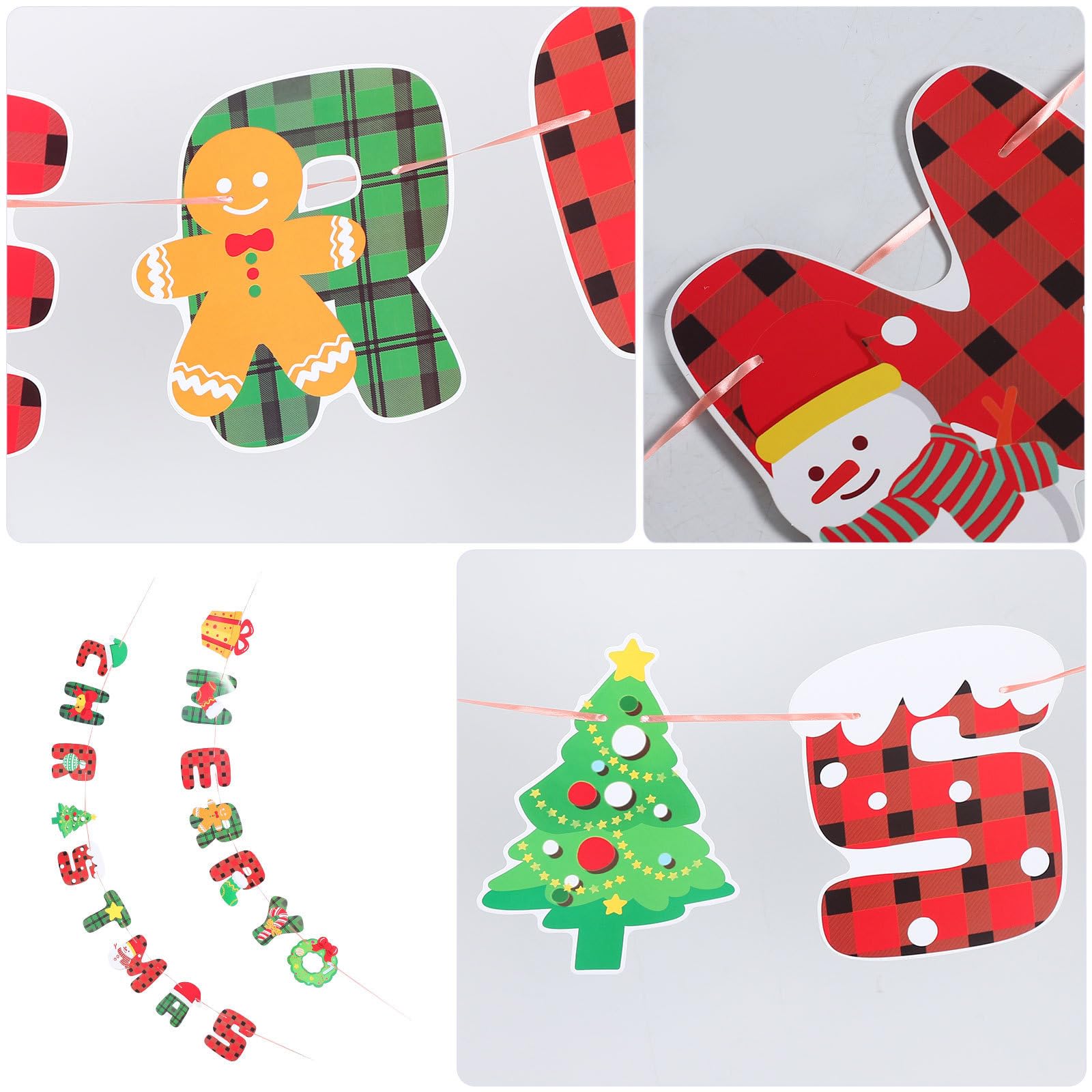 TOYANDONA 9 Piezas Banderines Navideños de Papel Compactos Reutilizables