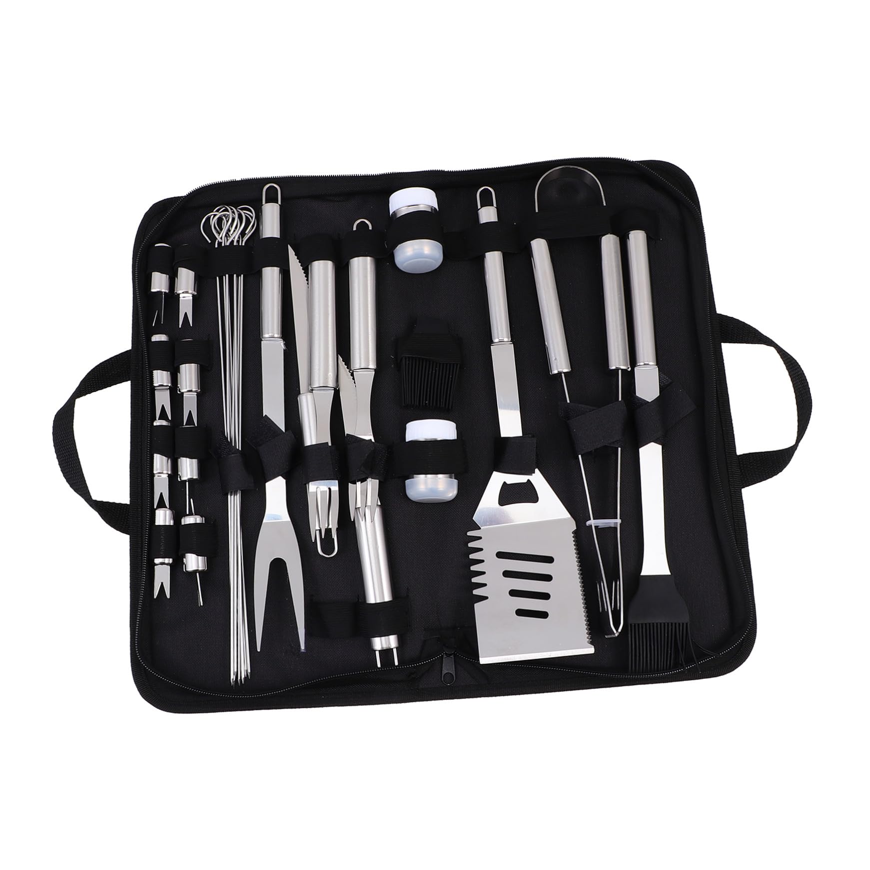 Hemobllo Kit Utensili Barbecue in Acciaio Inox Attrezzi Barbecue Per Esterni Accessori Organizzati Borsa Portautensili Per Picnic e Campeggio