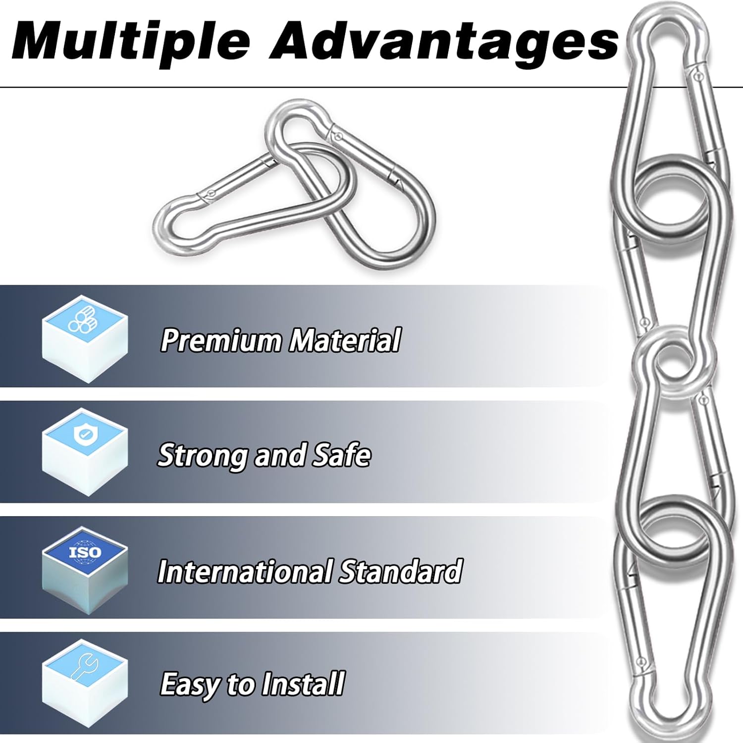 2.36'' Carabiner Clips, 1/4 Inch Heavy Duty Galvanized Steel Spring Snap Hook, Small Carabiner Clip 260LBS Holding Capacity Quick Link Clip Keychain for Hammock Dog Leash & Camping Gym(40 PCS M6) - Image 5