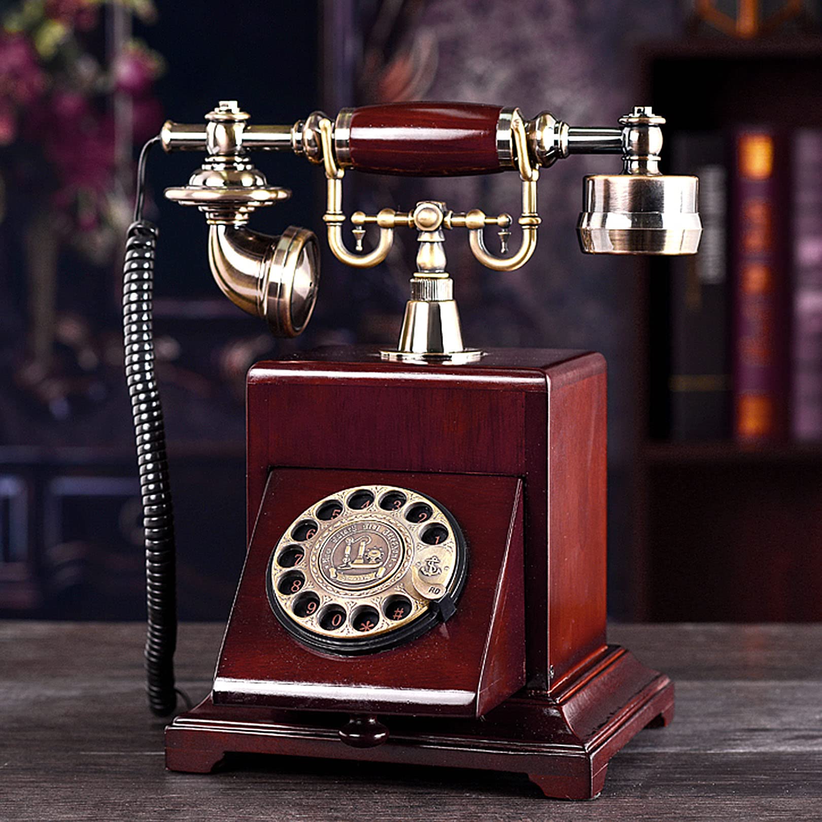Klasyczny telefon stacjonarny, wielofunkcyjny telefon domowy, retro telefon vintage do wystroju domu, hotelu lub biura