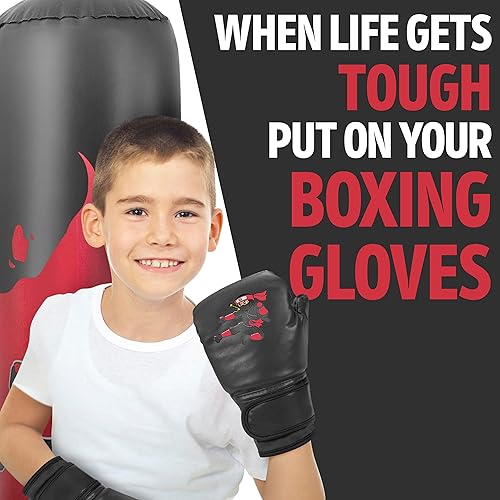 Miniatura 5 de THB - Saco de boxeo inflable para niños, bolsa de boxeo ninja independiente de 63 pulgadas, incluye bomba de aire eléctrica con guantes para