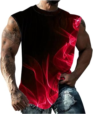 💎 75% MEGA DEAL! KOG Tank Top Herren Sport Tanktop Sommer Unterhemd Ärmelloses Shirts Tie-Dye Muster Tshirt Casual Baumwolle Teenager Kleidung Gym Oberteile Basic Freizeitshirt Mode Motiv Arbeitsshirt Tee T-Shirt