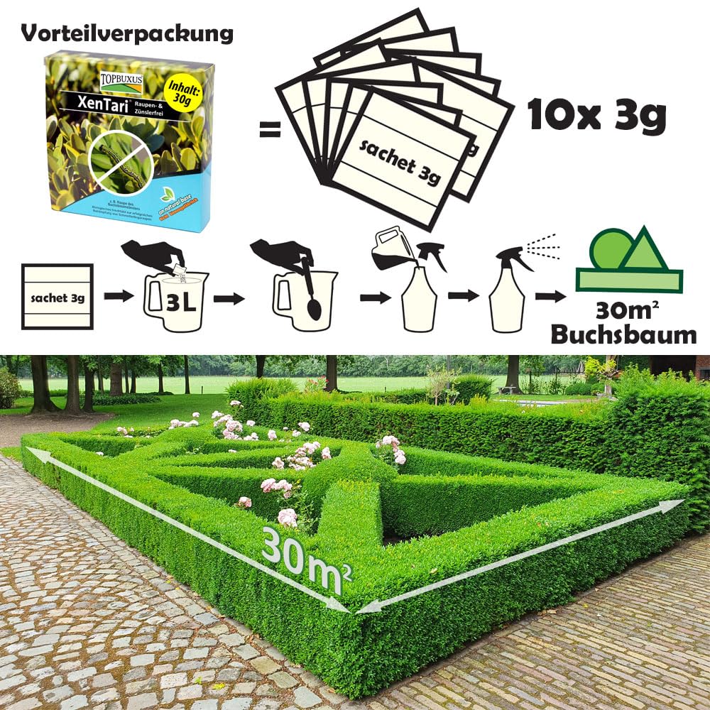 TOPBUXUS XenTari - 30gr - Gegen den Buchsbaumzünsler - Biologisch - Sicher für Bienen und Vögel. (3)