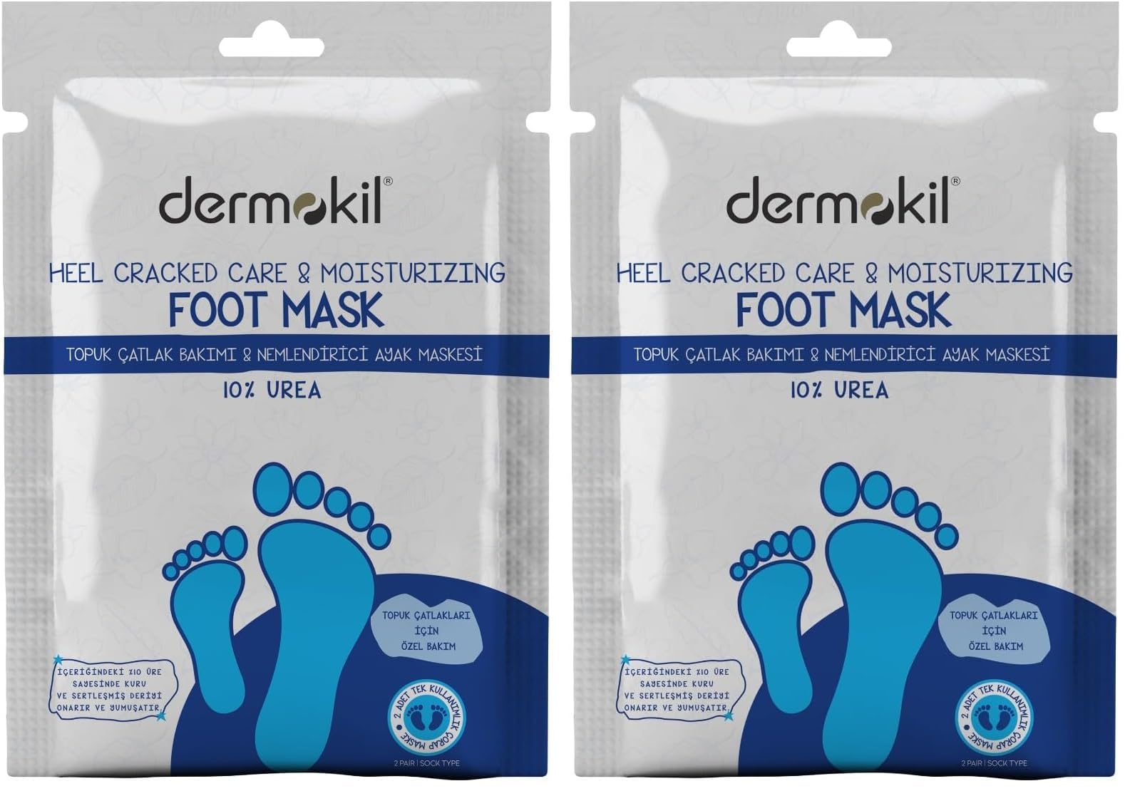 Dermokil Yüzde On Ürea Topuk Çatlak Bakımı ve Nemlendirici Ayak Maskesi 30 ml 2li paket
