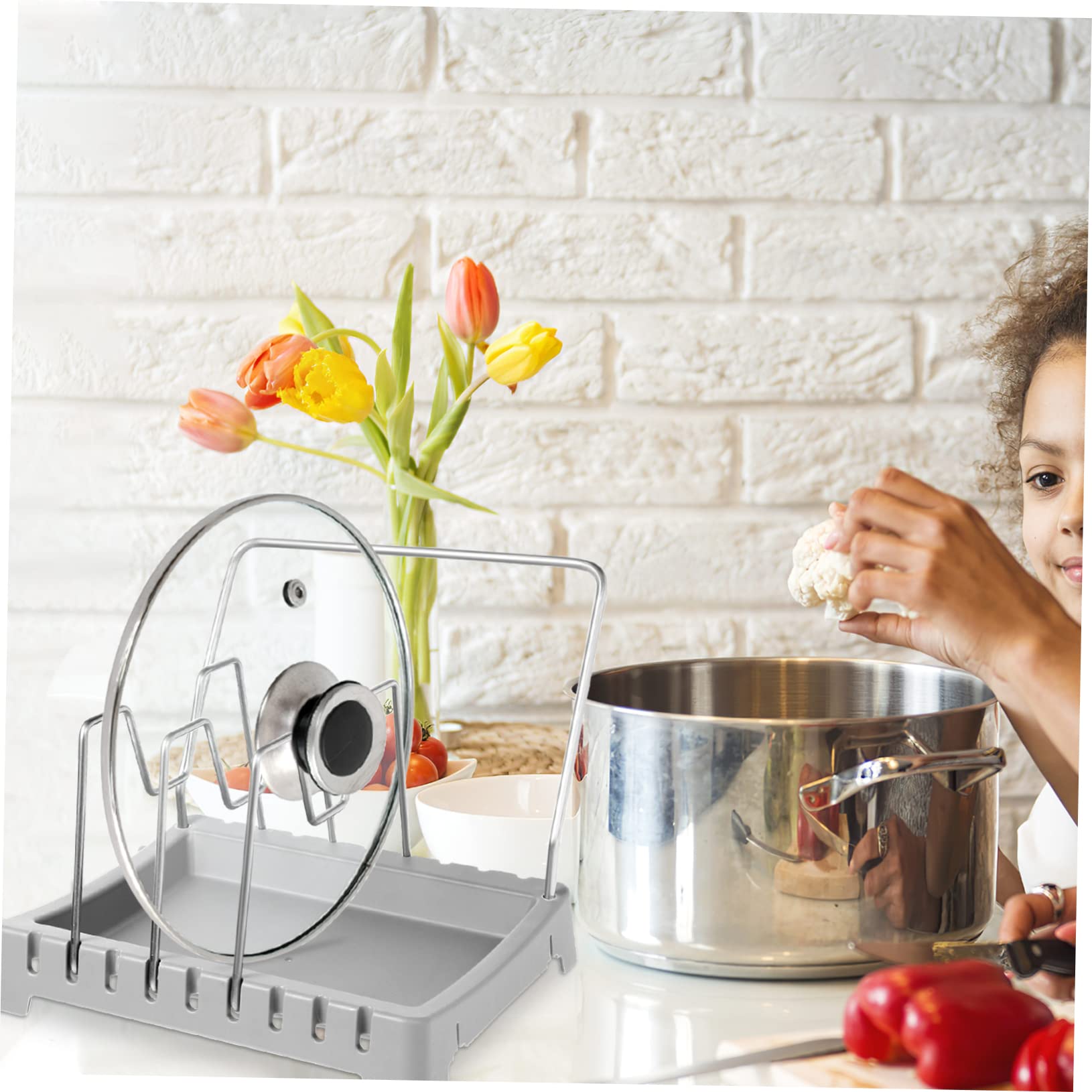 PRETYZOOM Küchen Topfdeckelhalter 2 Stück aus Abs, Platzsparend