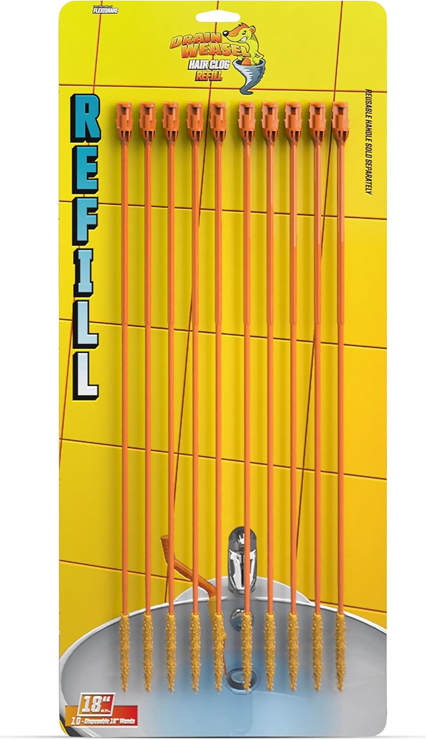 FlexiSnake Drain Weasel Refill Sink Snake Hair Clog Remover Tool