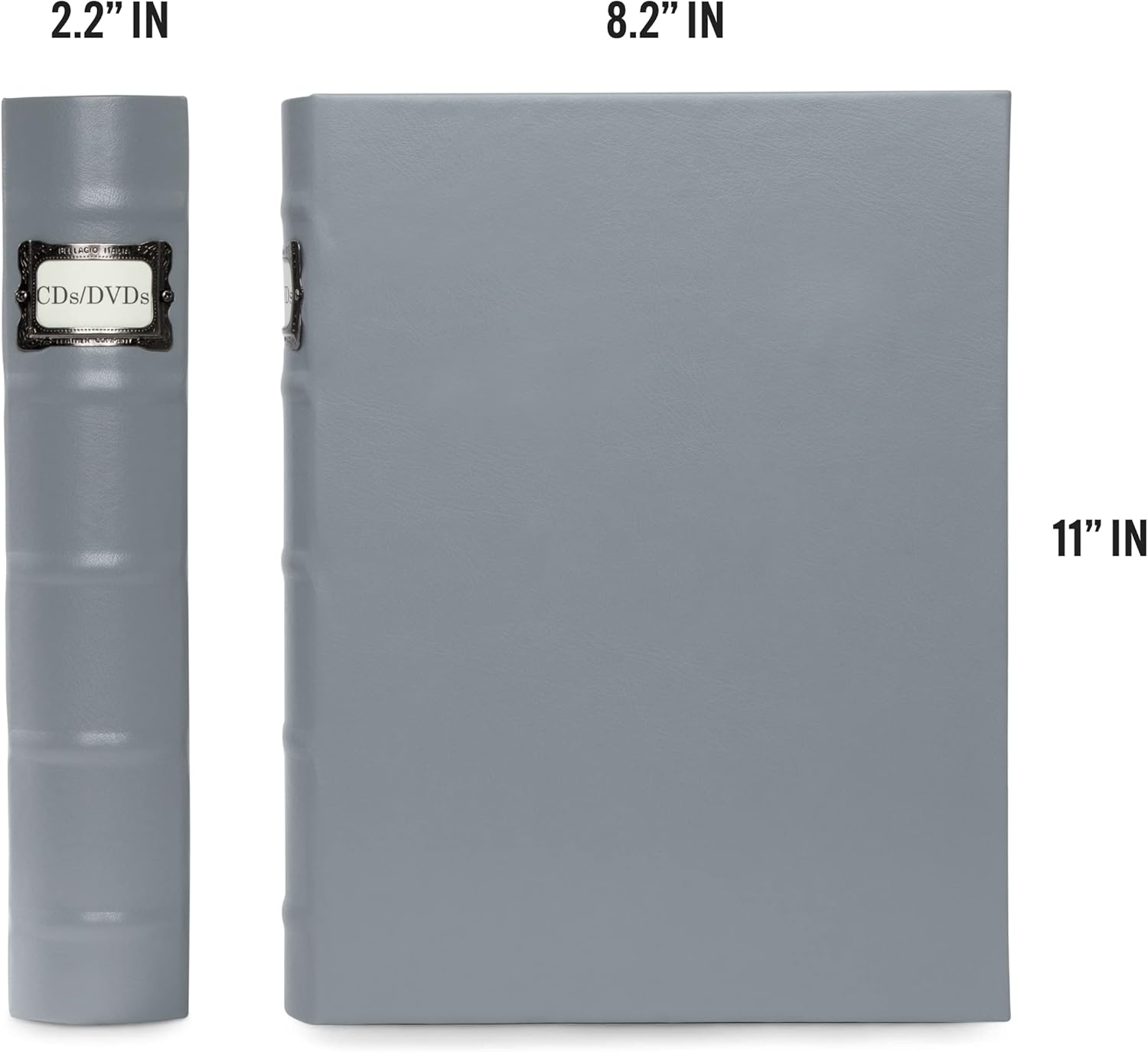 Bellagio-Italia DVDバインダー フルグレーフェイクレザー DVDストレージ 自宅やオフィス用 DVDストレージバイ