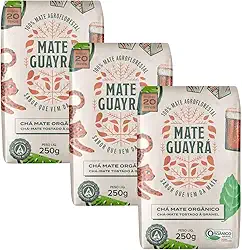 Kit 3 Chá Mate Erva Mate Guayra Tostado Orgânico 250 gramas Gelado ou Quente (CHÁ MATE)