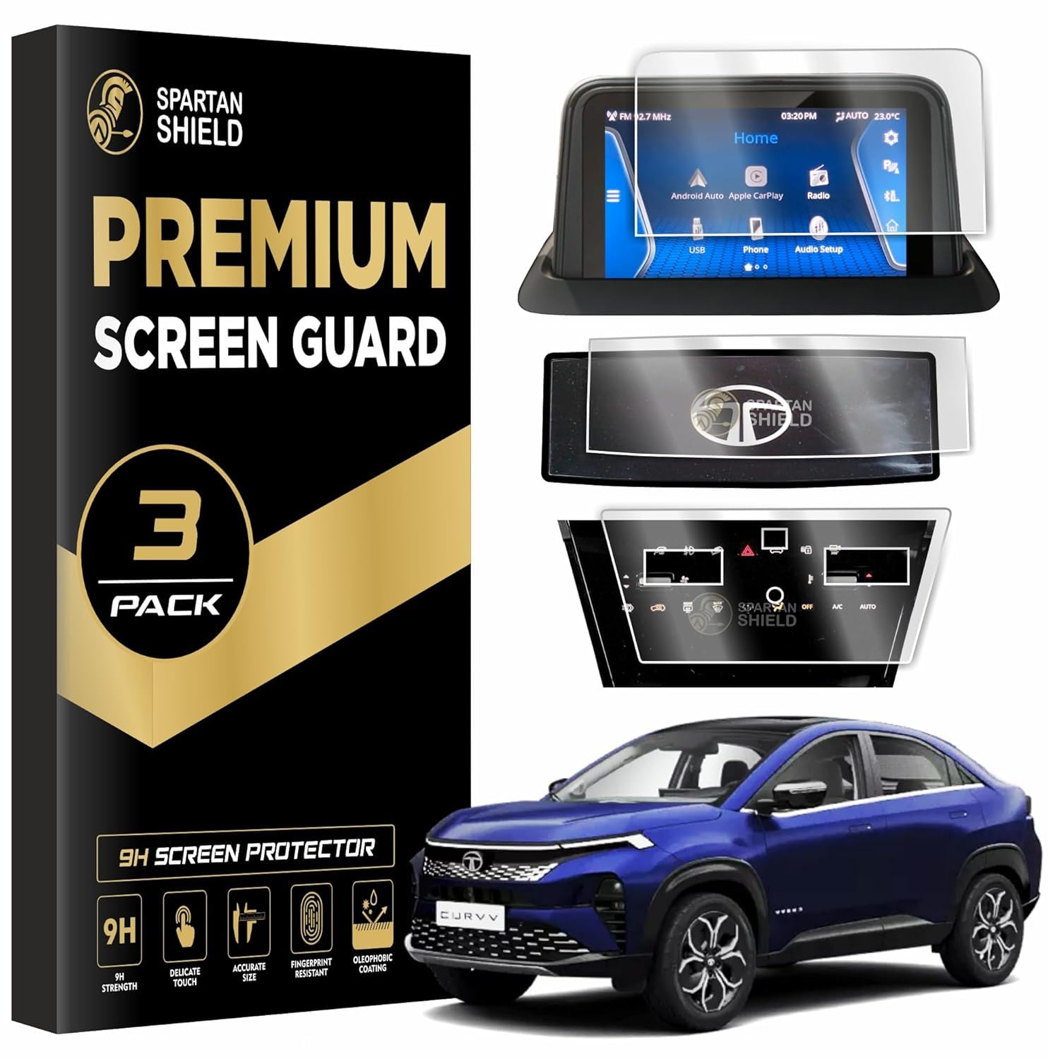 Spartan Shield {4 Pack} Screen Guard for Tata Nexon 2026+ | 10.25” Infotainment (Round Corners) + 4” MID + AC Panel (Touch-Controlled) + Steering Cluster Protector | Fits ** CREATIVE / CREATIVE+S / CREATIVE+S(CNG) / CREATIVE+S(DK) ** Only | HD Clear, Anti-Scratch, Water Resistant | Nexon 2025 Facelift Car Dashboard Display & Stereo Accessories [Not Tempered Glass] [DOESNT FIT *Creative+PS*] || Not Fit For EV Models || **Match Each Screen Shape & Size Before Ordering** — Amazon image 16