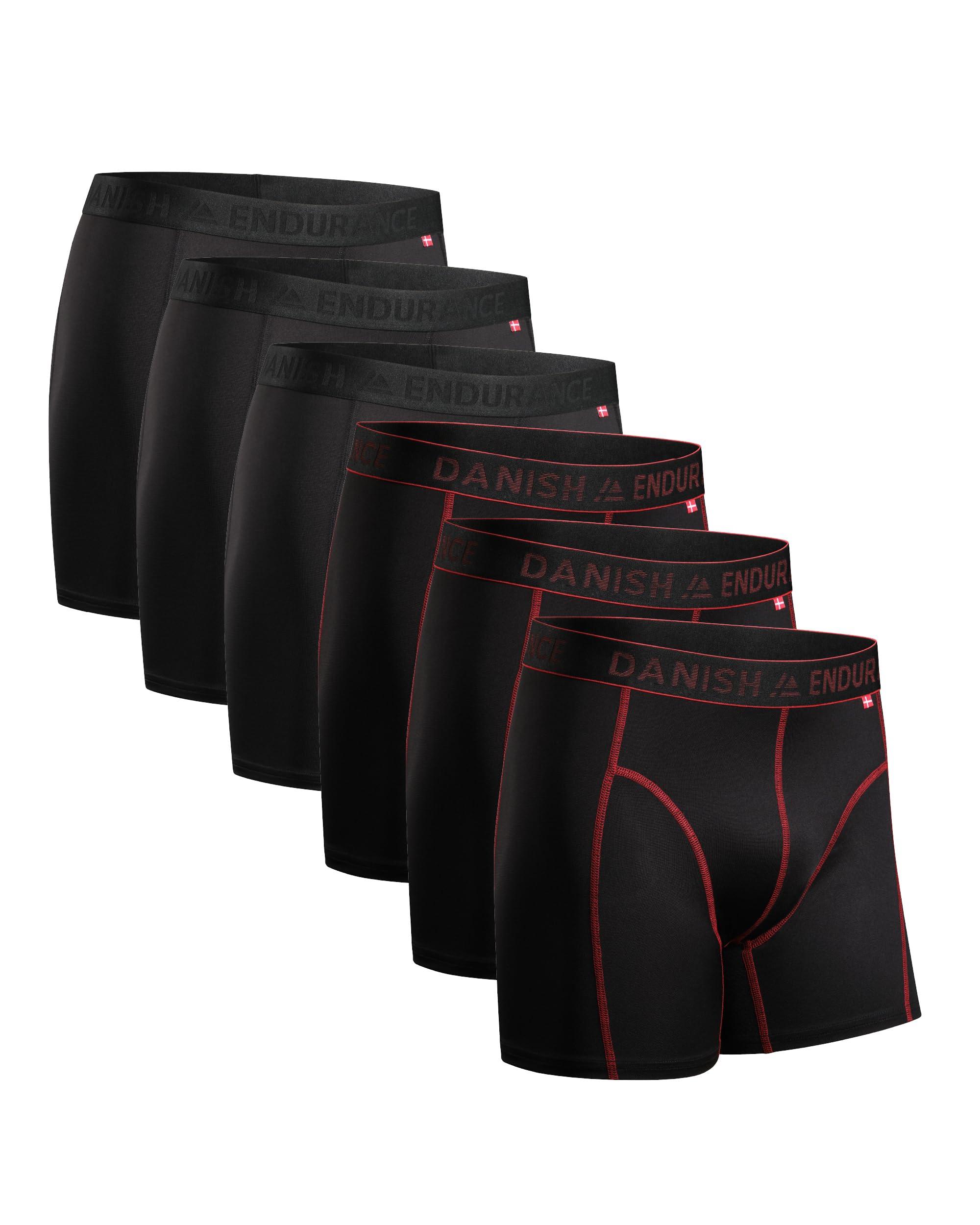 DANISH ENDURANCE Boxer Uomo Sportivi, Mutande Uomo Aderenti in Microfibra, Elasticizzato, Briefs per Sport da Uomo, 6 Paia