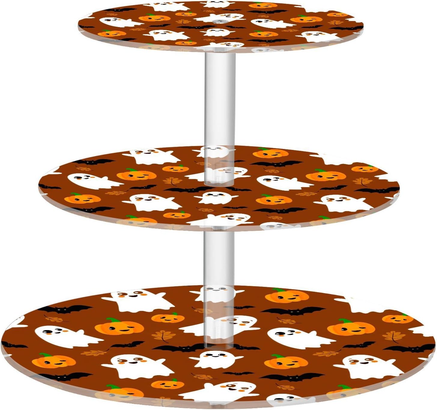 Ghost Pumpkin Bats Halloween 3 Tier Acrylic Cupcake Stand, Cupcake Stand for 34 Cupcakes for Weddings, Christmas,Holidays,Parties,Birthday,Printed Cupcake Tower 23301670