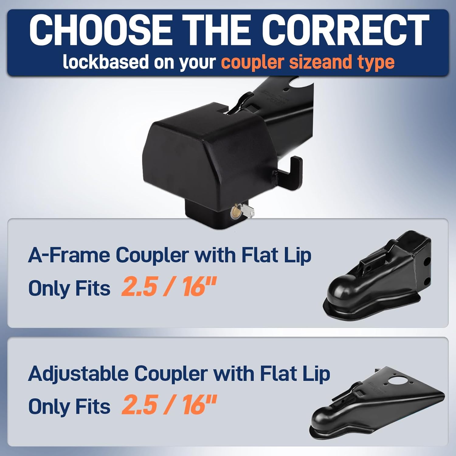 Trailer Lock for 2-5/16" couplers, Heavy-Duty Steel Trailer Coupler Lock with Security Chain, Suitable for Trailers, Yachts, Trucks, and RVs