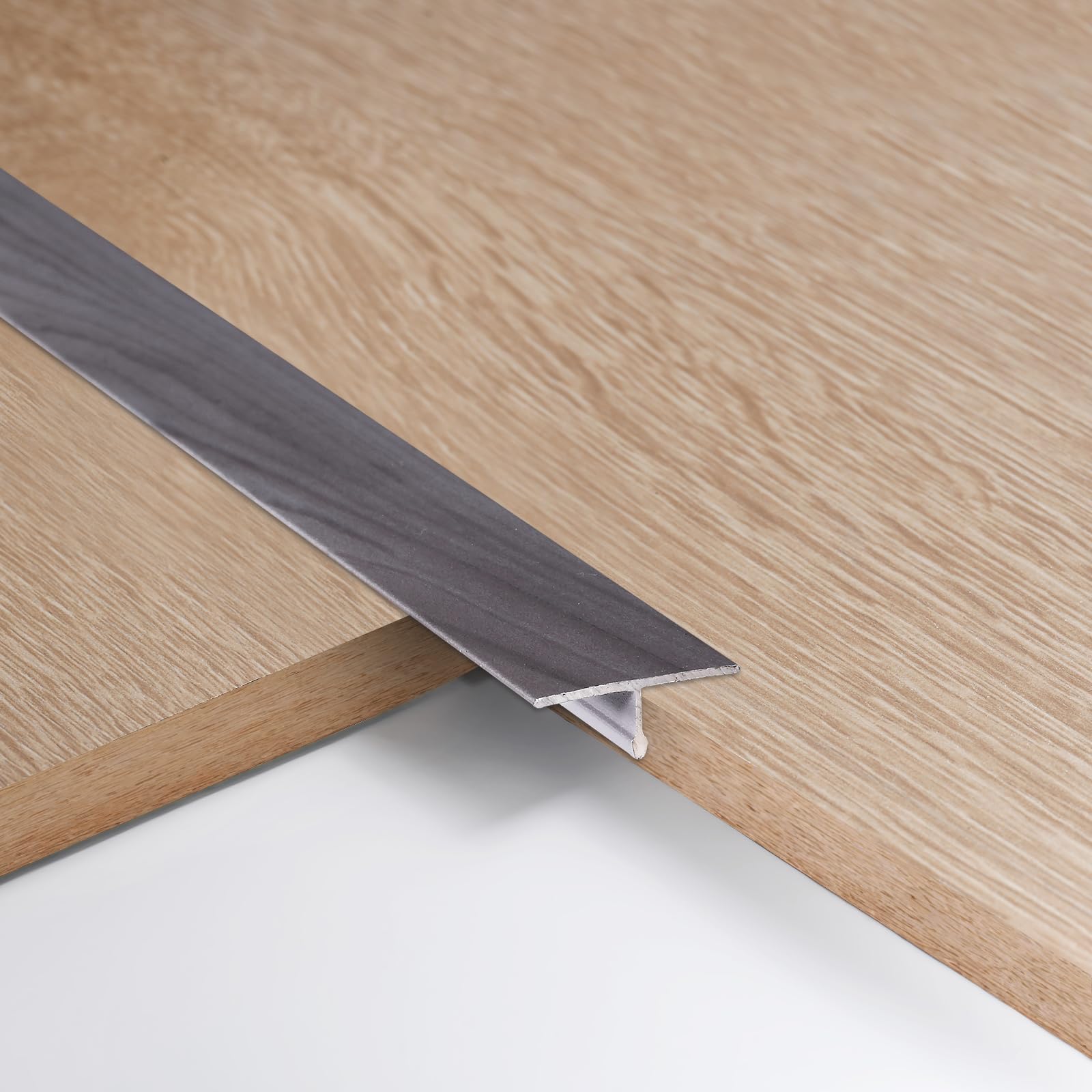 3pcs 2cm Aluminum T Molding Floor Transition Strip Metal Flat Divider Strip for Joining Floor Gaps Laminate Profile Flooring Edge Trim Cover Strips,0.9m Light Grey Wood Grain โ image 1